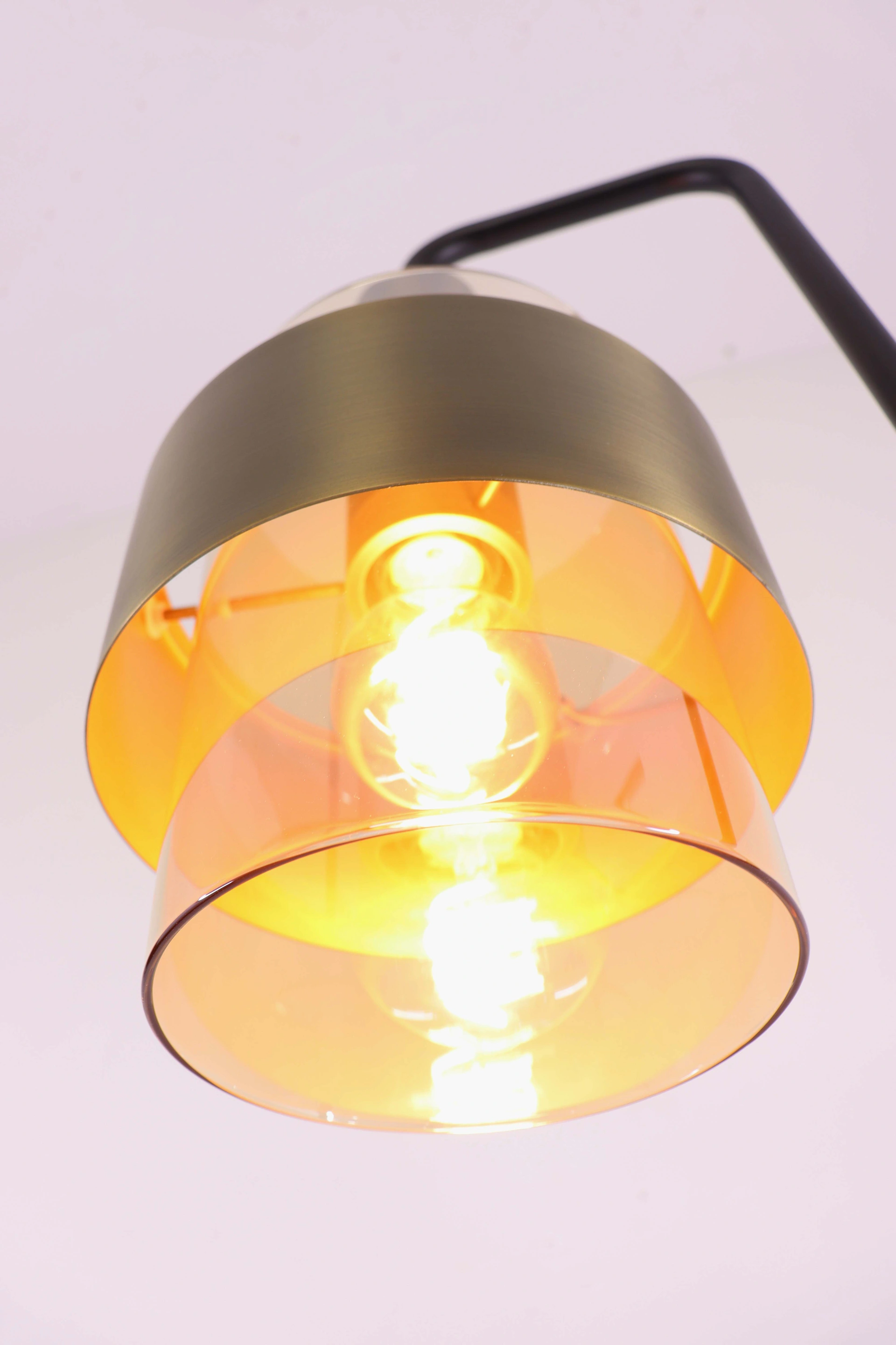 Vloerlamp marrone - brons met amber glas- Hoogte 170cm 46282