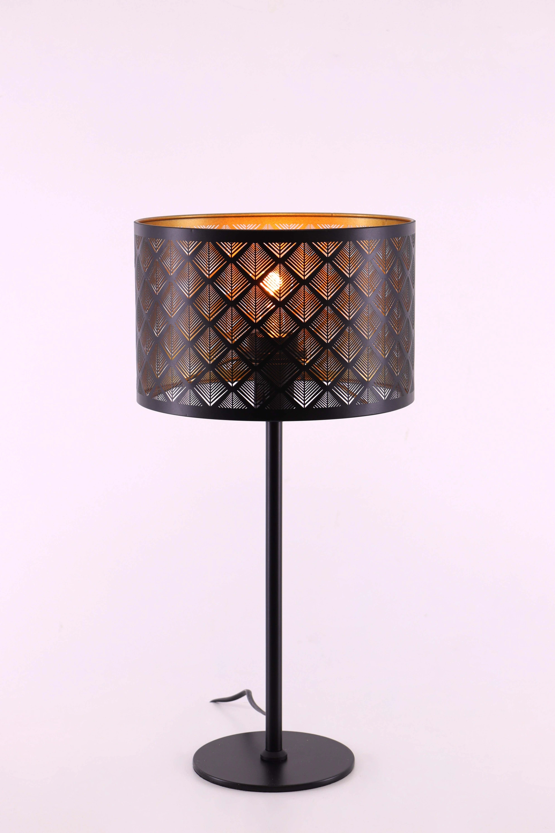 Tafellamp zwart met zwart/goud kap - Hoogte 50cm 46183