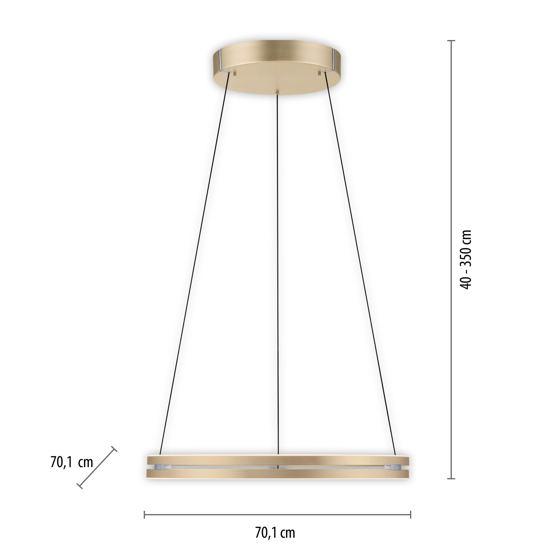Hanglamp E-Loop easy Lift Messing Pure Ø 70 cm 45475