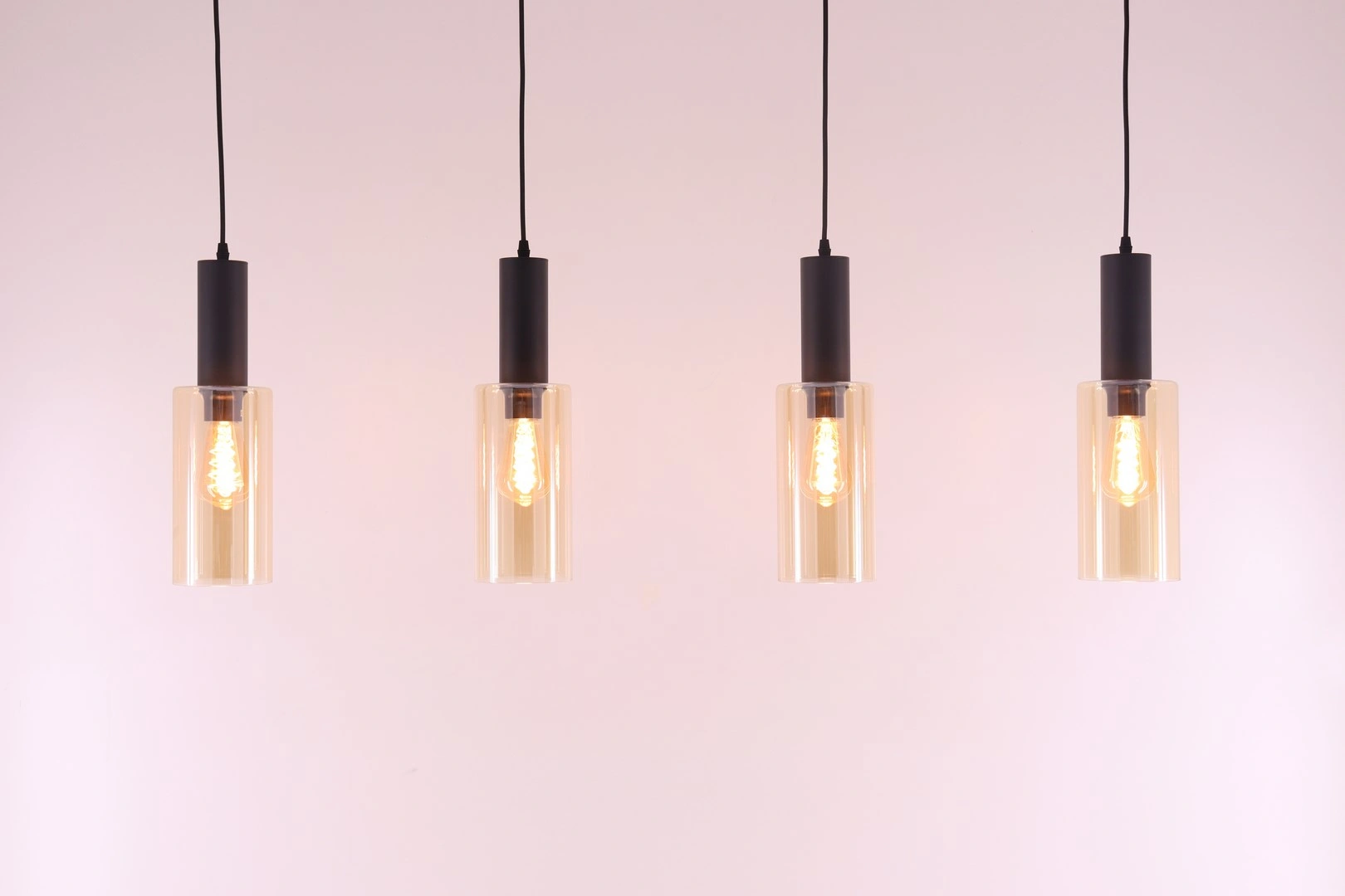 Hanglamp amber glas – 4 x E27 – 120 cm – Embar serie 61127