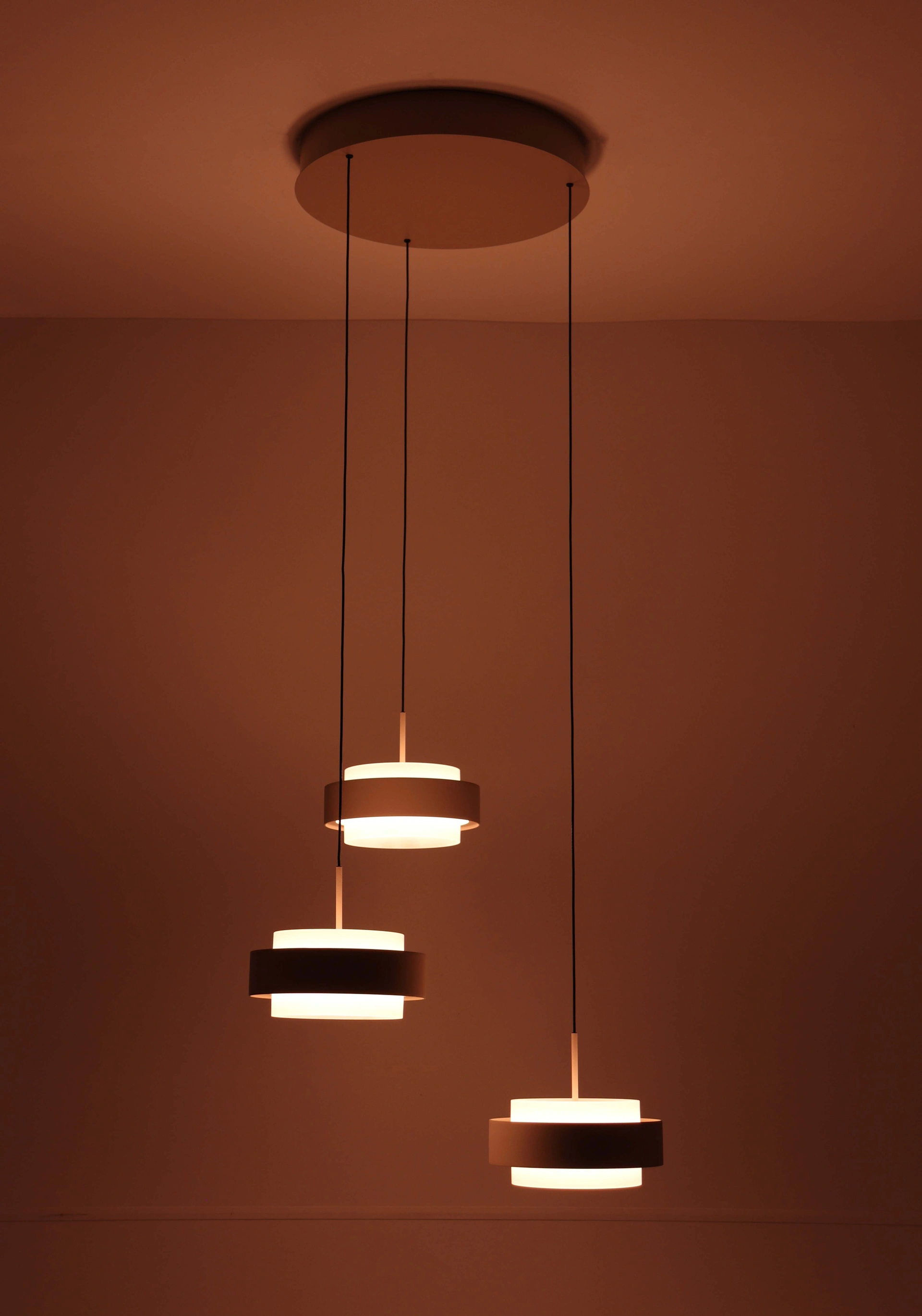hanglamp rond 3lichts creme - Diameter 33cm - Comfortlift functie  46452