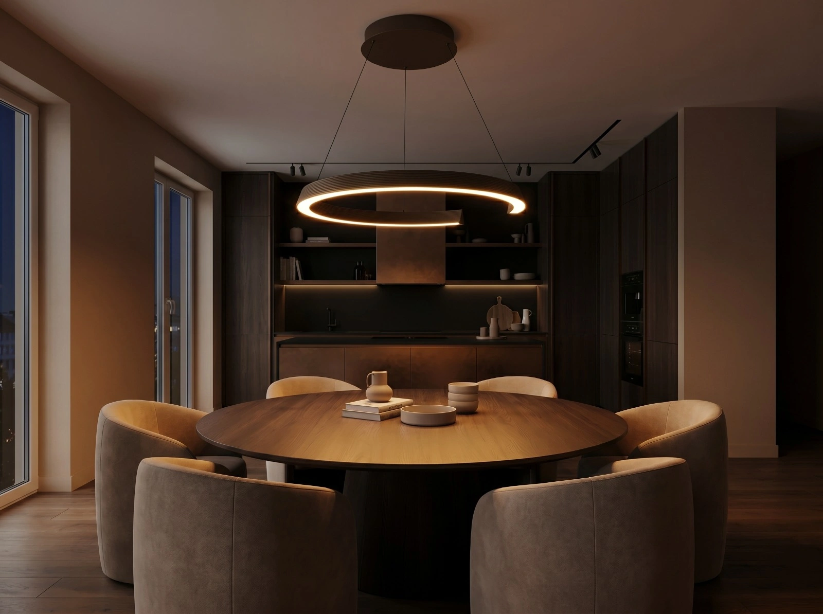 Hanglamp rond dimtowarm - brons/goud comfort lift - diameter 65cm 46461