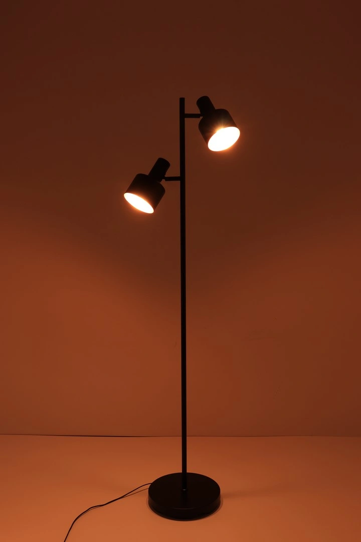 Vloerlamp zwart met goud brons binnenkant  - 2 verstelbare lichtpunten 44677