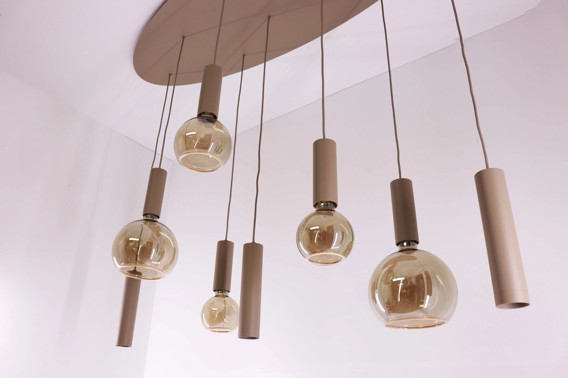 Hanglamp champagne zand 8-lichts 140 cm Segula Floating LED en GU10 spots 50276