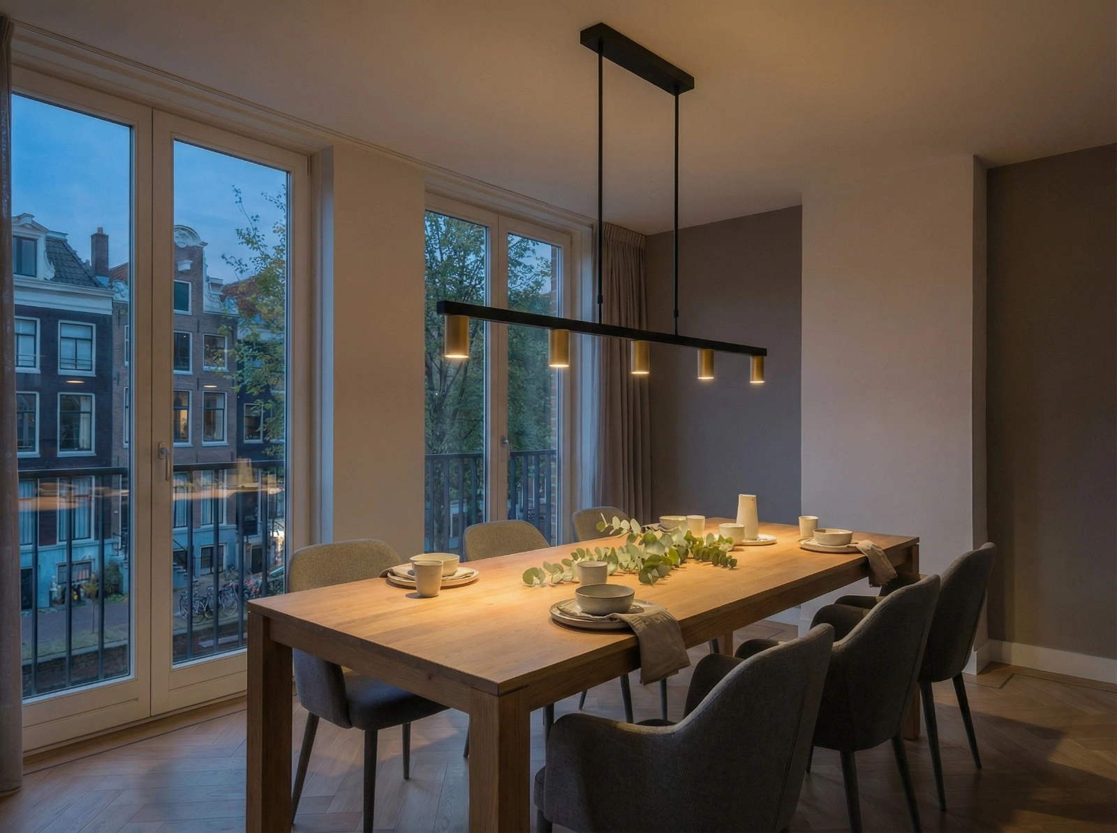 Eettafel / Eetkamer Hanglamp messing langwerpig incl. LED 3-staps Eettafel / Eetkamer Hanglamp messing langwerpig incl. LED 3-staps