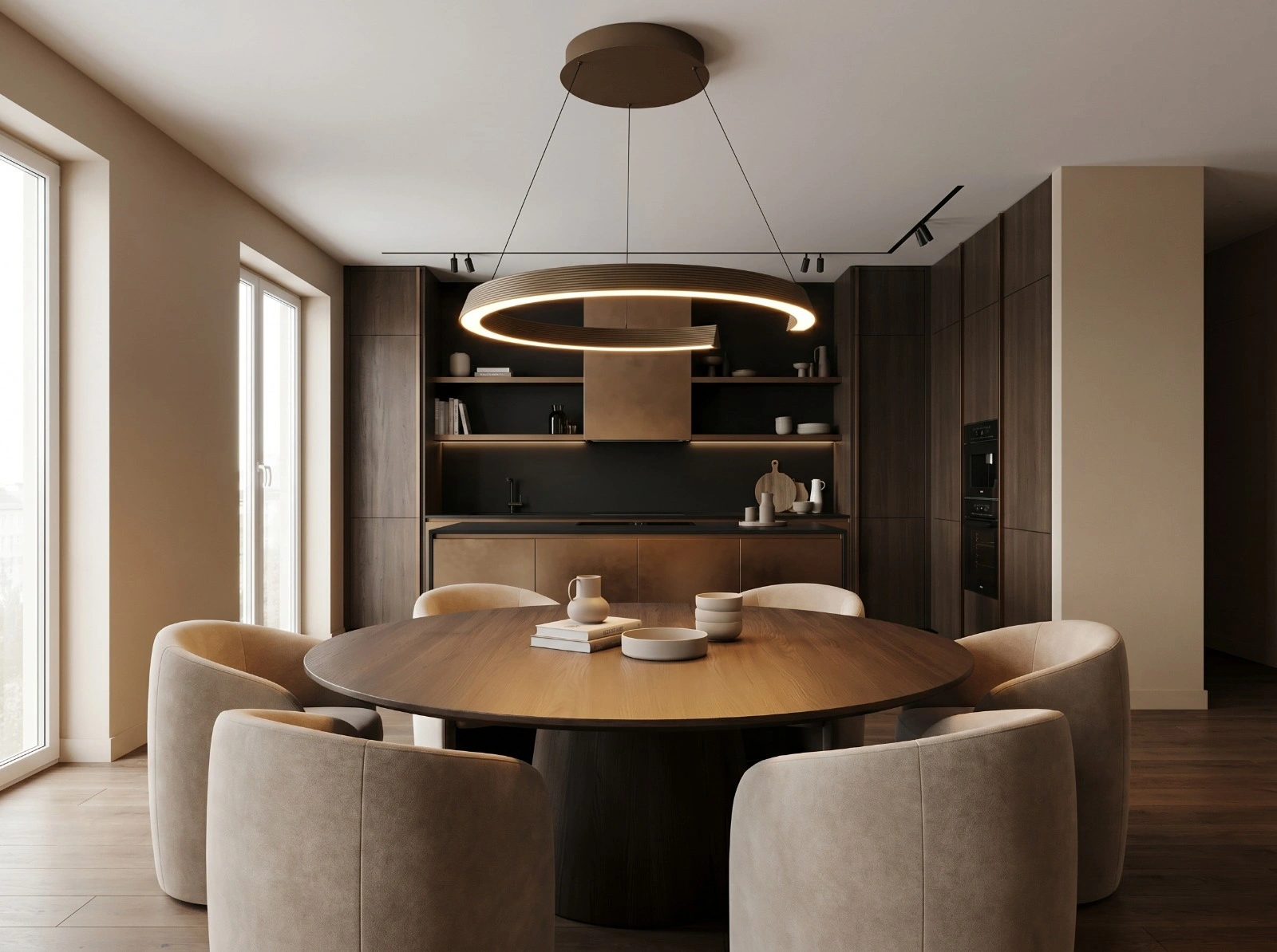 Hanglamp rond dimtowarm - brons/goud comfort lift - diameter 65cm