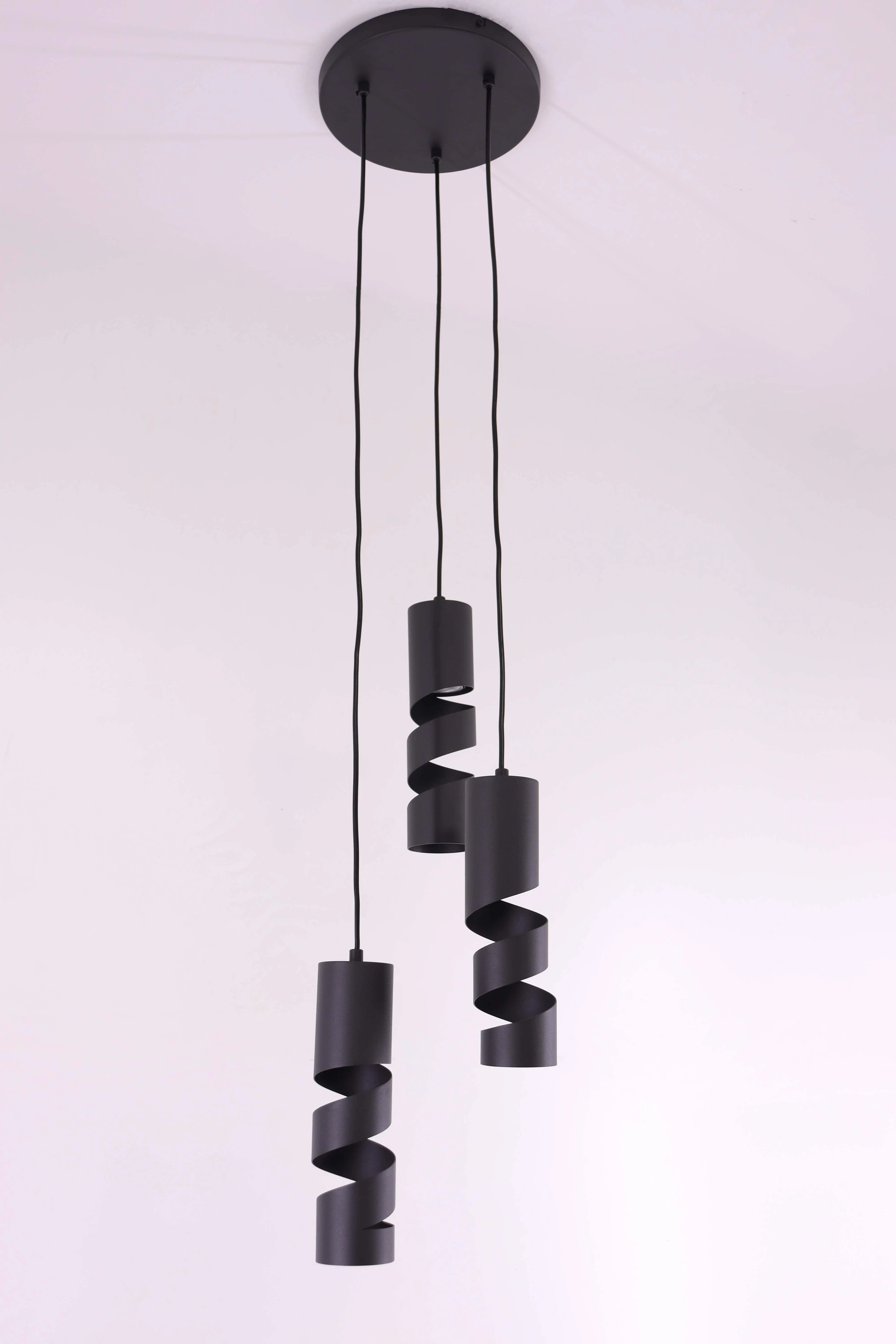 Hanglamp zwart - 3 lichts rond - kokers  46503