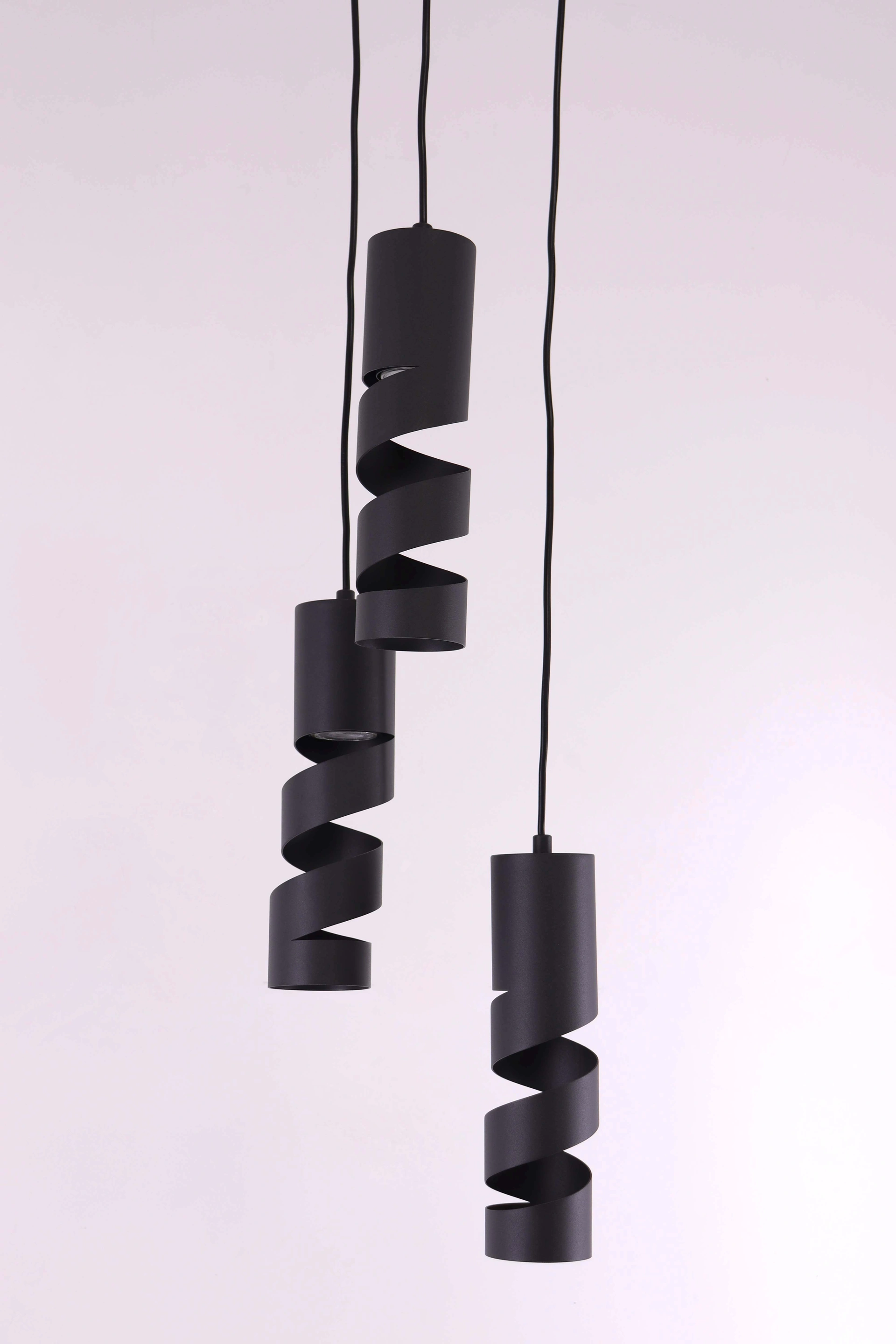 Hanglamp zwart - 3 lichts rond - kokers  46503