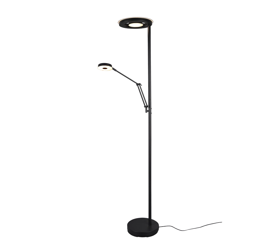 Vloerlamp met leesarm zwart 42849