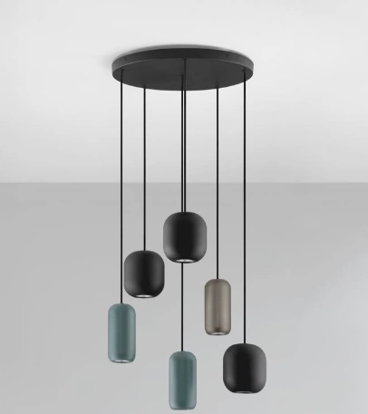 Hanglamp 6-lichts GU10 met organische metalen kappen SW10531