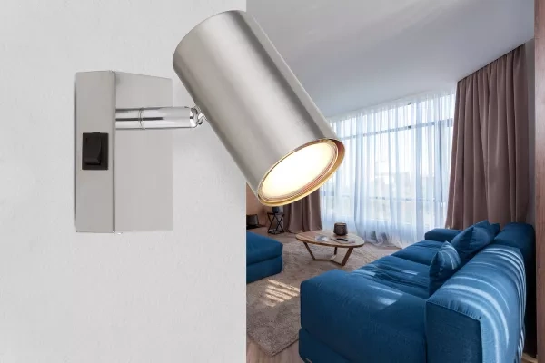 Wandspot RVS nikkel met aan/uit schakelaar | Draaibaar | GU10 44468