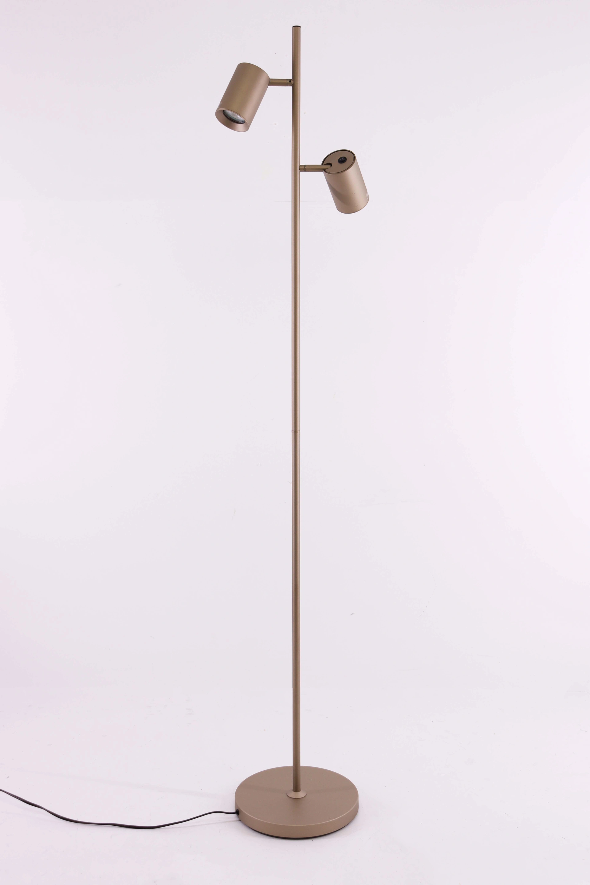 Vloerlamp 2-lichts verstelbare GU10 spots – champagne - Hoogte 150 cm 46502