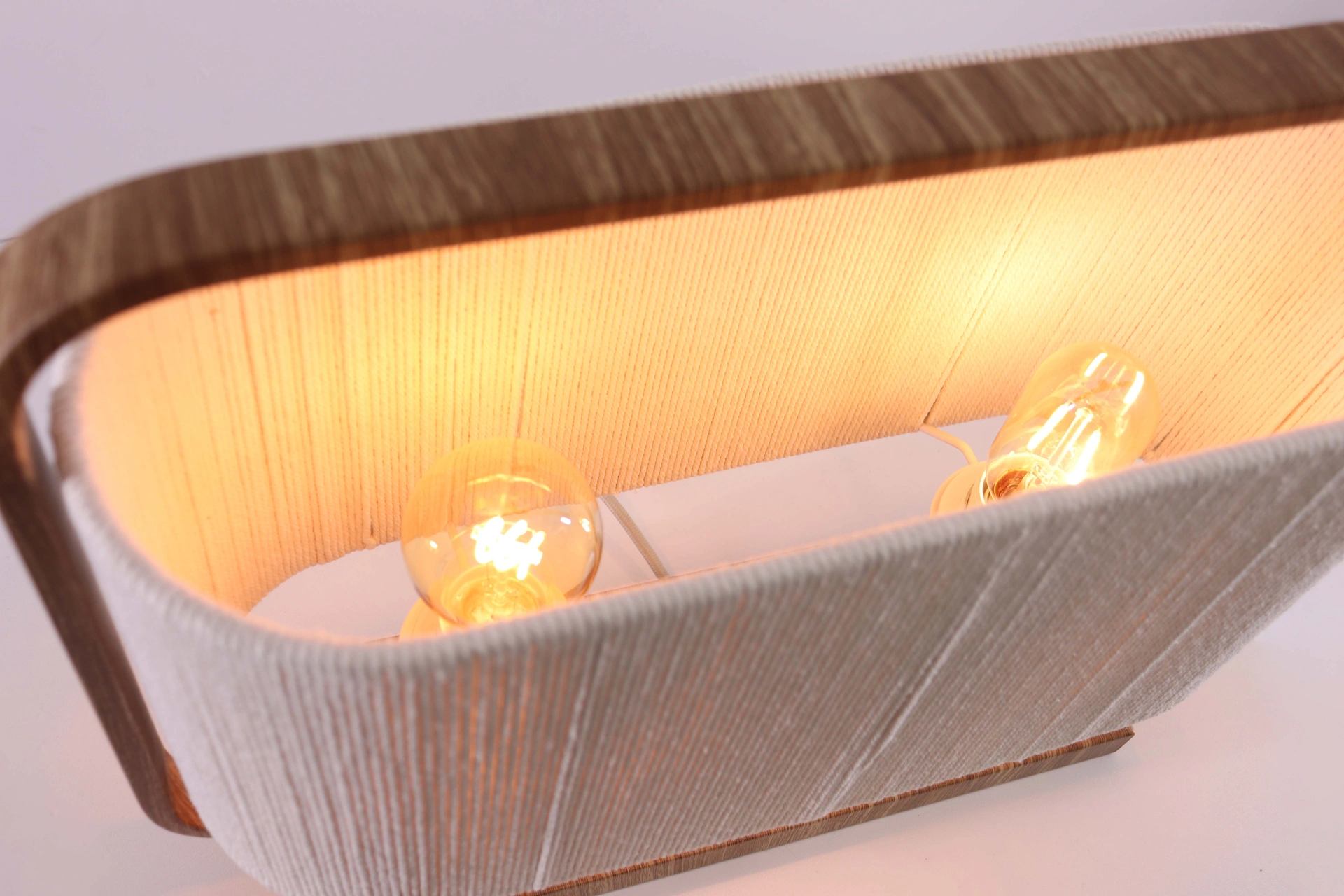 Tafellamp met houten frame en stoffen kap – naturel  46434