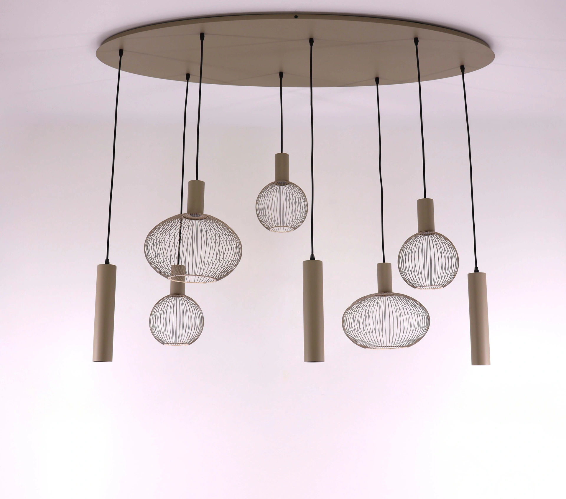 Hanglamp zand ovaal 8-lichts - segula floating filo met kokers - Lengte 140cm 50271