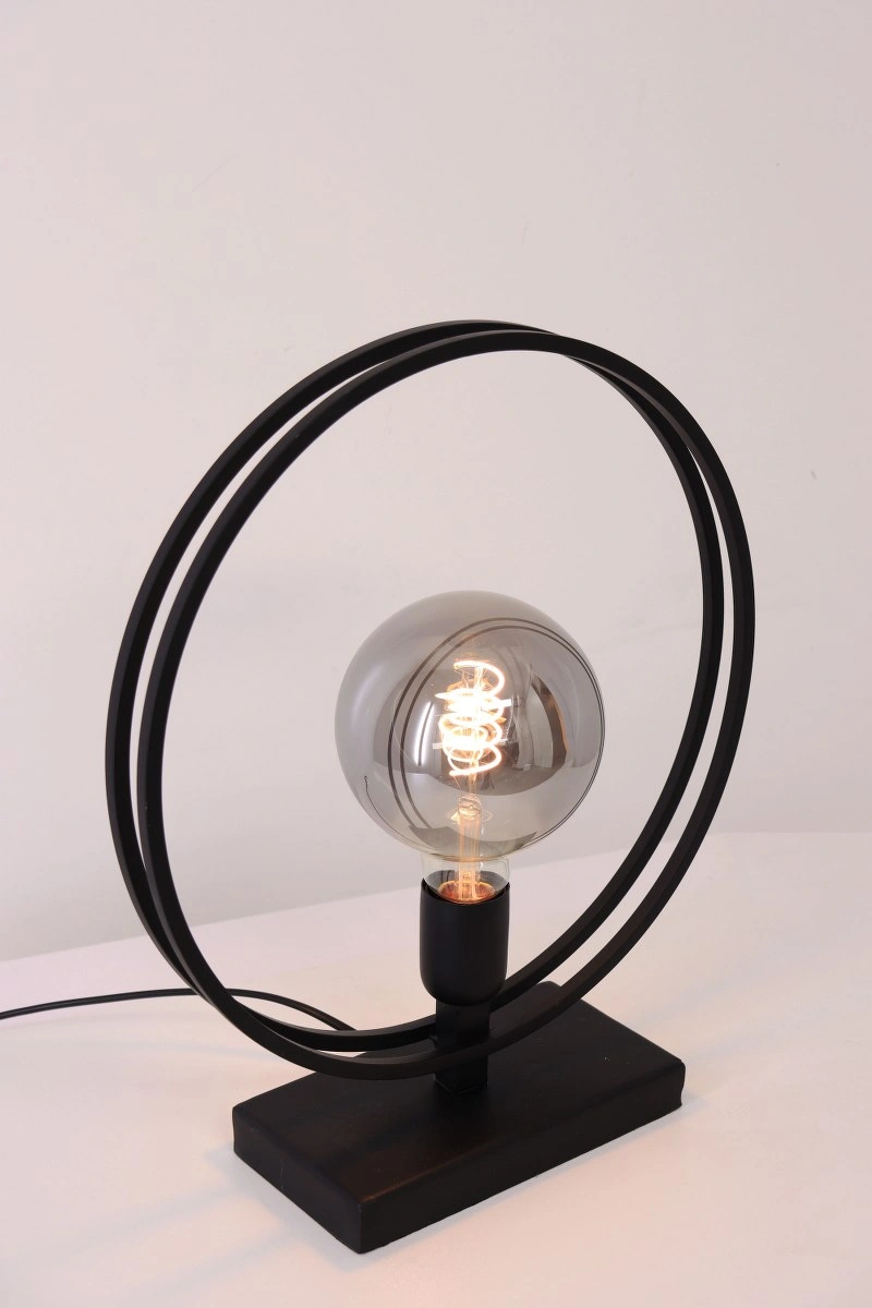 Tafellamp 2 ringen - zwart - hoogte 40cm 61018