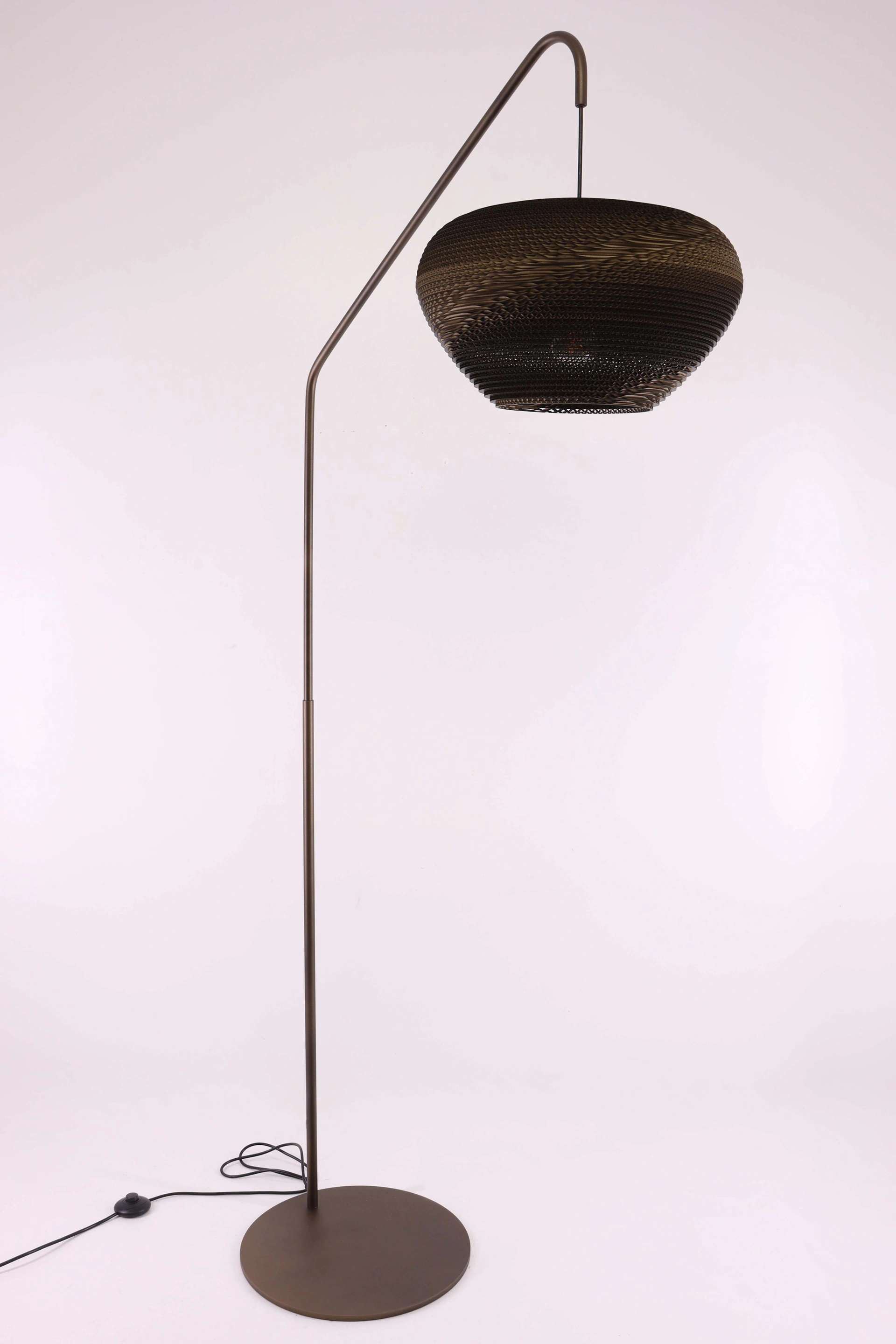 Vloerlamp cacao met karton kap - Hoogte 200cm 46770