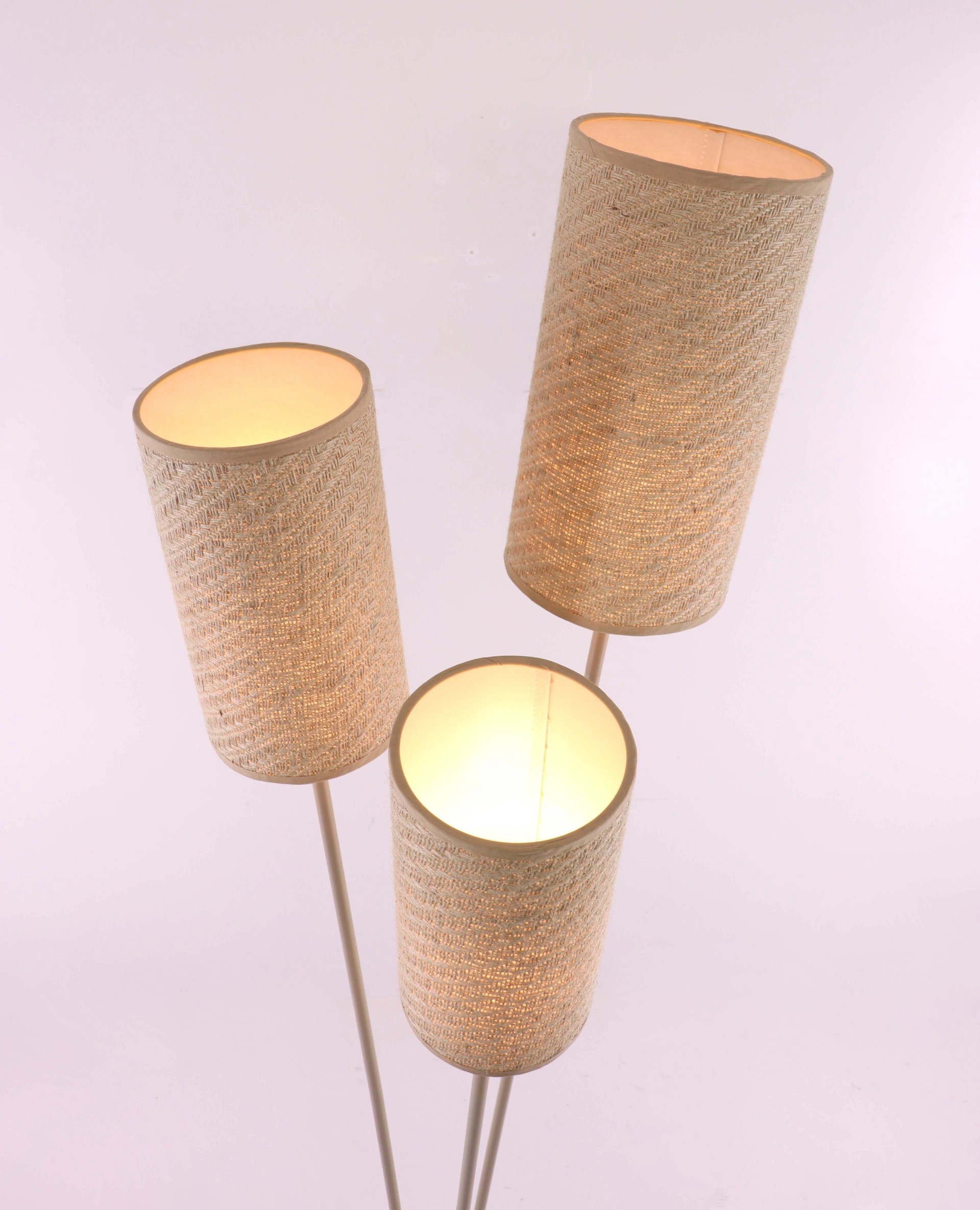 Vloerlamp zandkleur - 3lichts - Stoffen kappen - Hoogte 170cm  46620