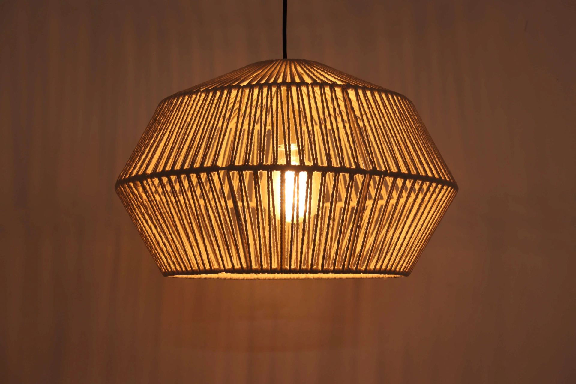 Hanglamp touw cream - Boho Rattan – Natuurlijke Gevlochten Lampenkap - Diameter 49cm 46323