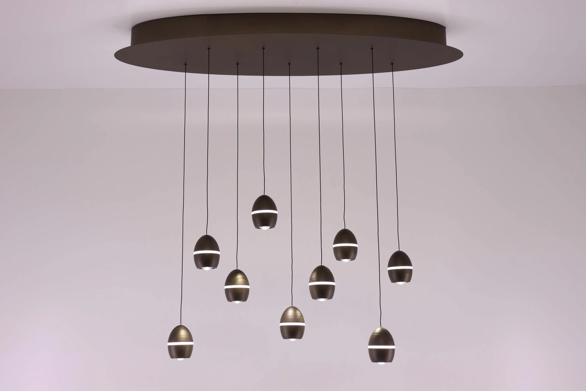 LED Hanglamp Cacao Bruin 9-Lichts – Easy Lift – Ovaal 110 cm – Afstandsbediening