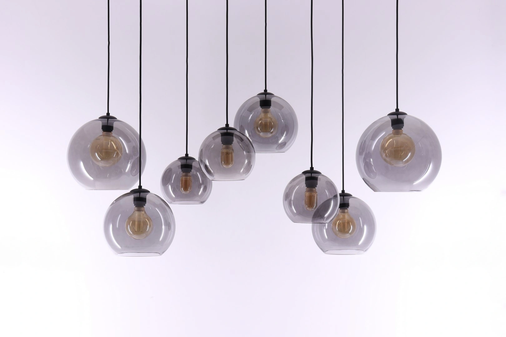 Hanglamp 8lichts - 8 Grey getint glazen - 135cm  50203