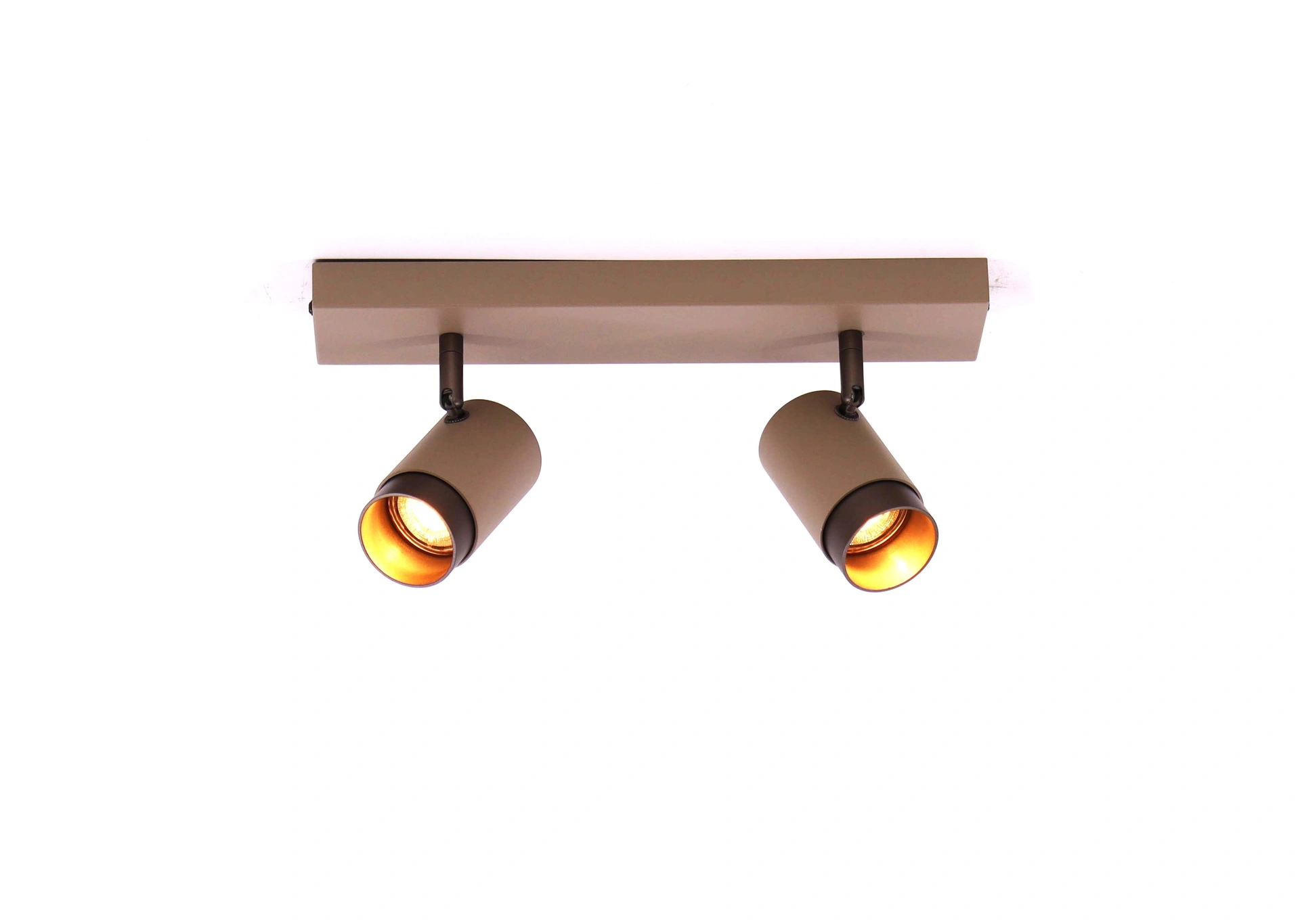 Dubbele opbouw spot GU10 zand met cacao balk 2 lichts 61219