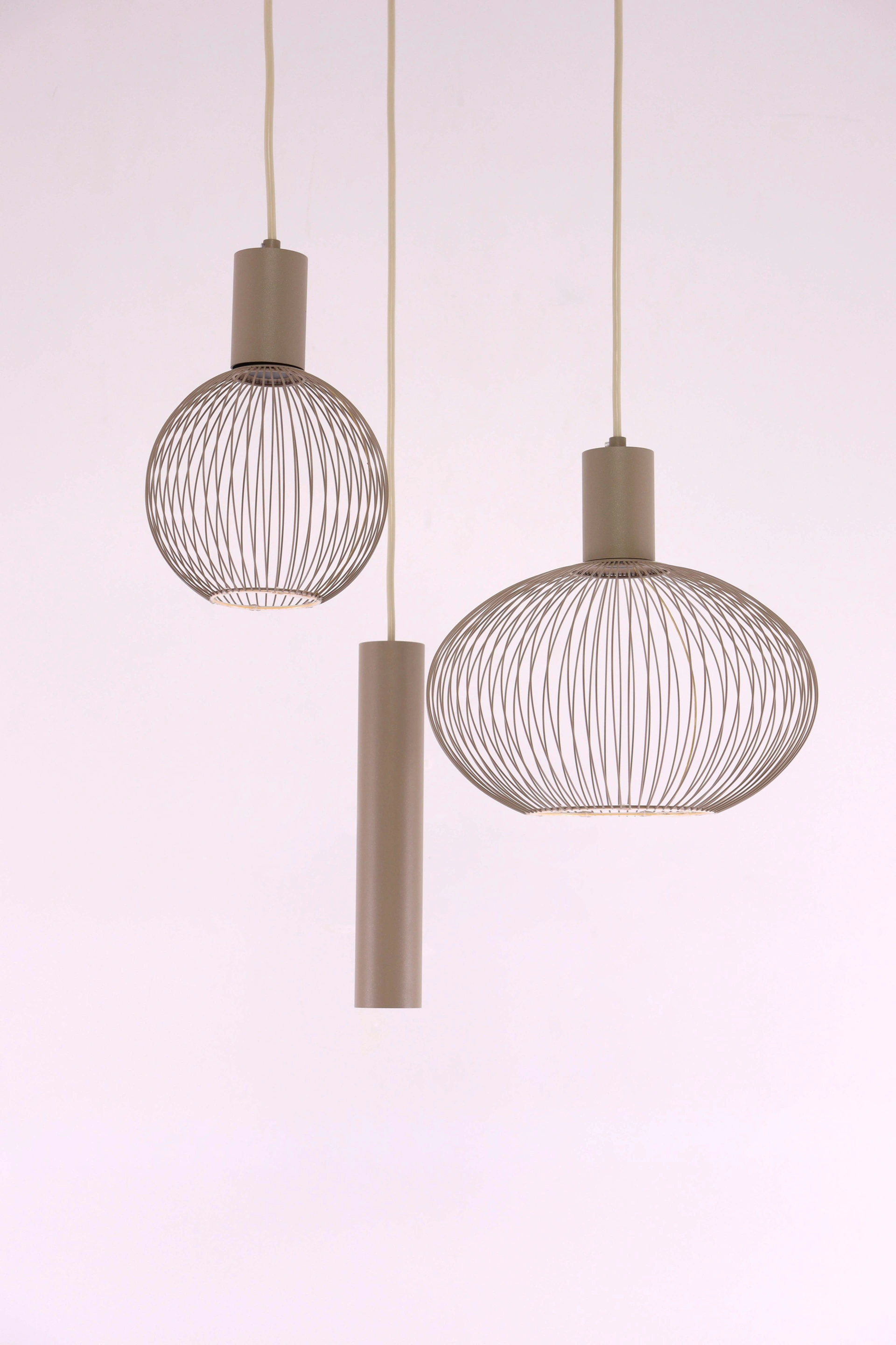 Hanglamp beige rond - Exclusief segula floating filo 3 lichts - Diameter 35cm 46638