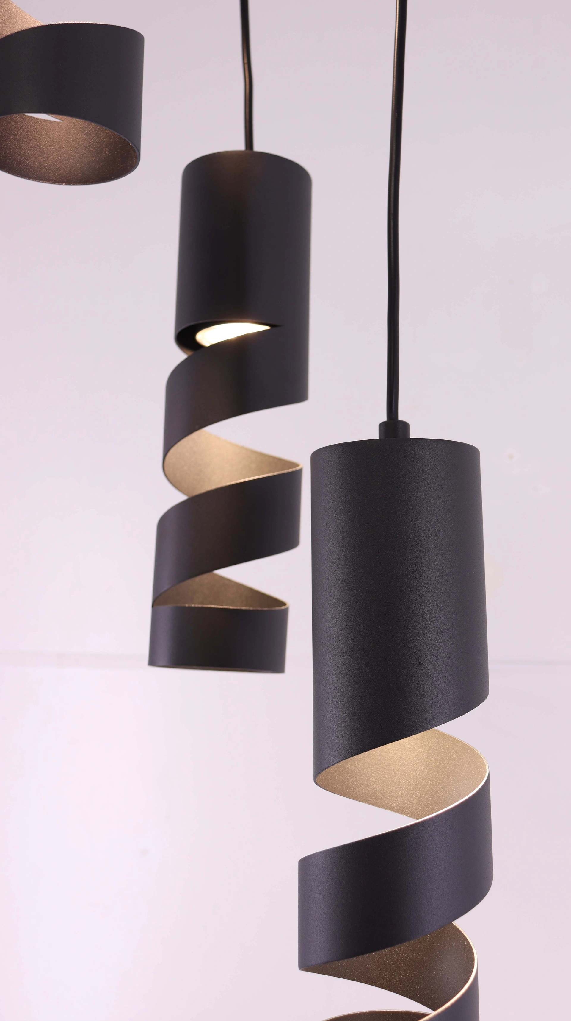 Hanglamp zwart - 3 lichts rond - kokers  46503