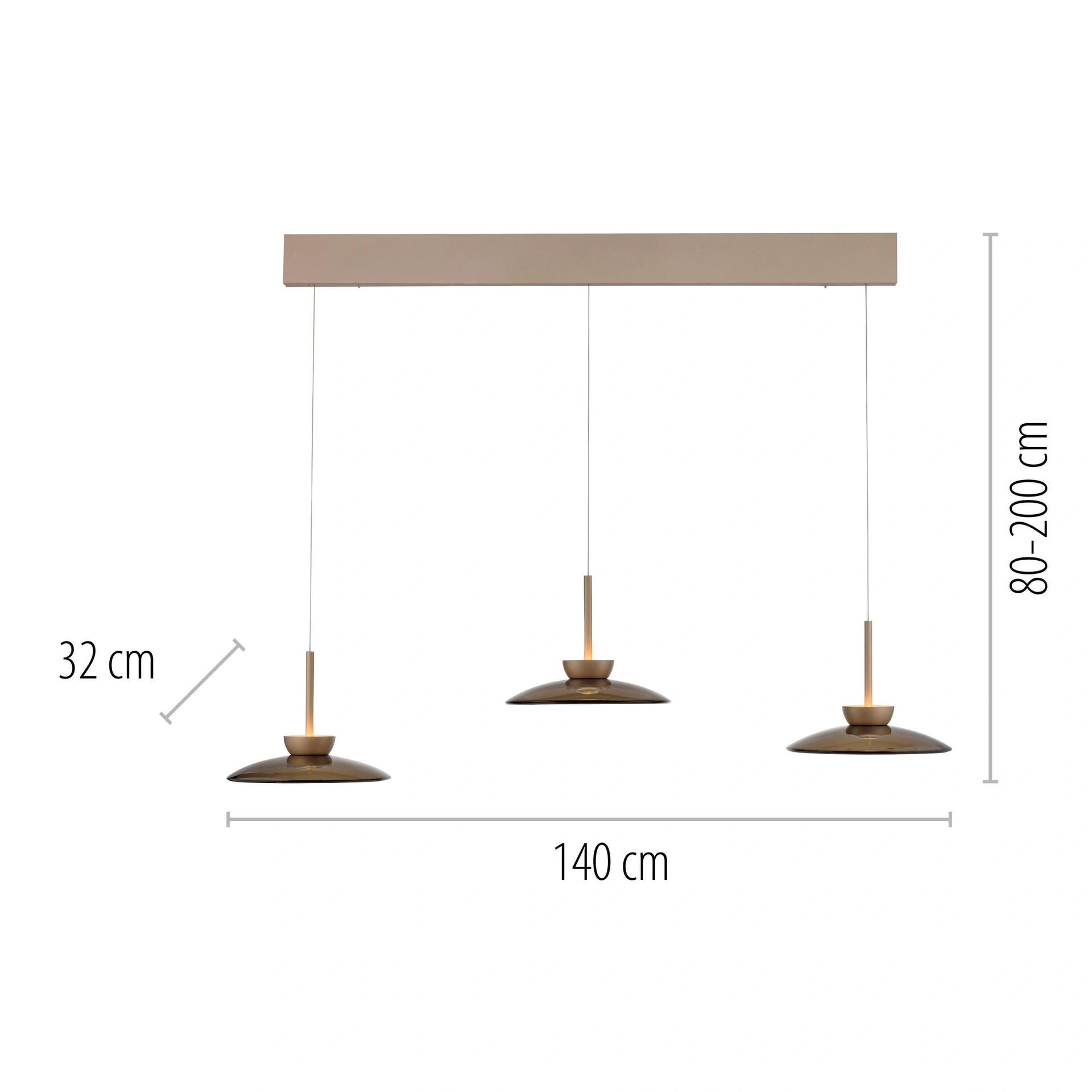 Hanglamp easy Lift L 80-200 cm Brons 3-lichts 45876