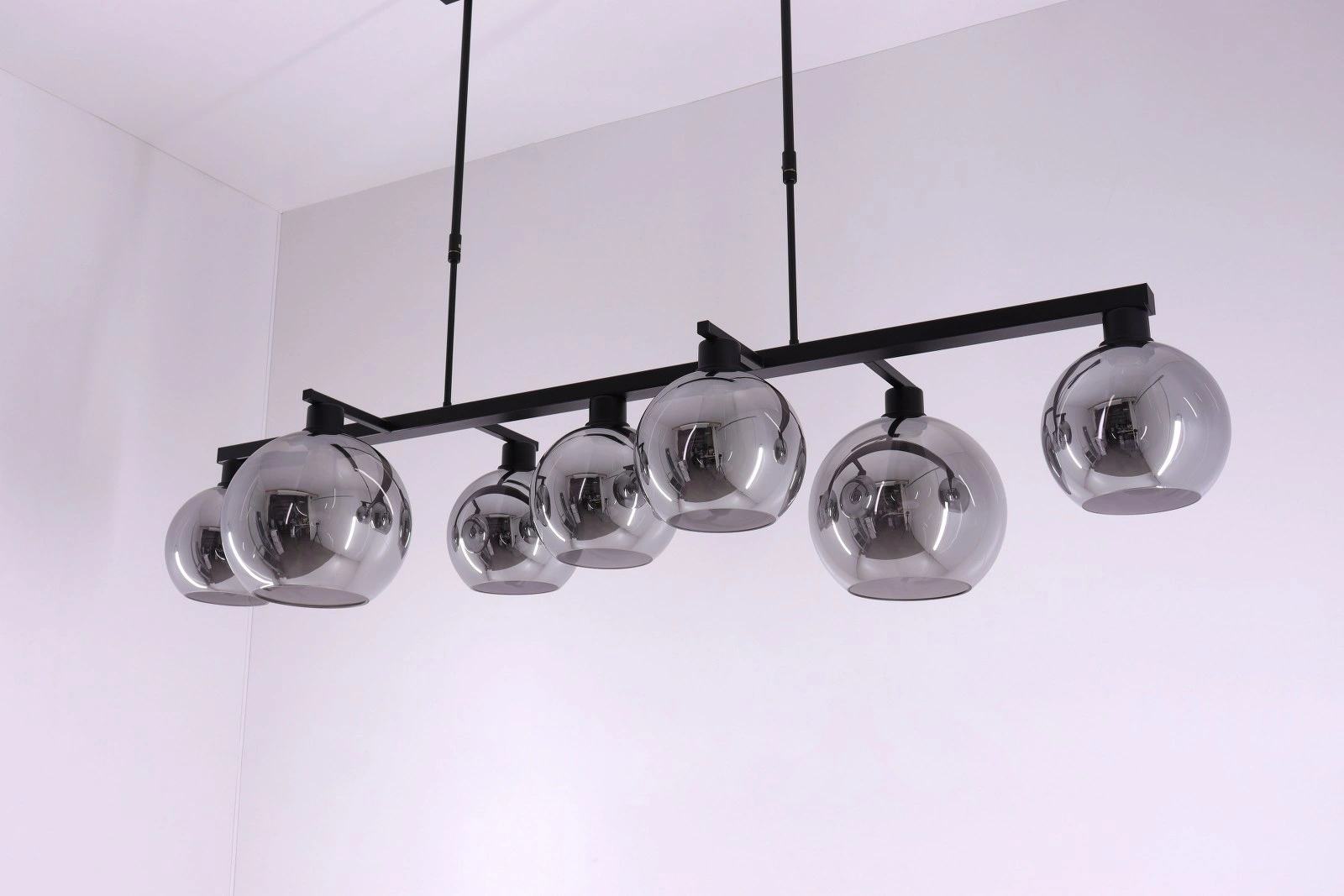 Hanglamp 7 lichts aan frame (#alleen af te halen#) - smoke rookglas - 140cm 50165