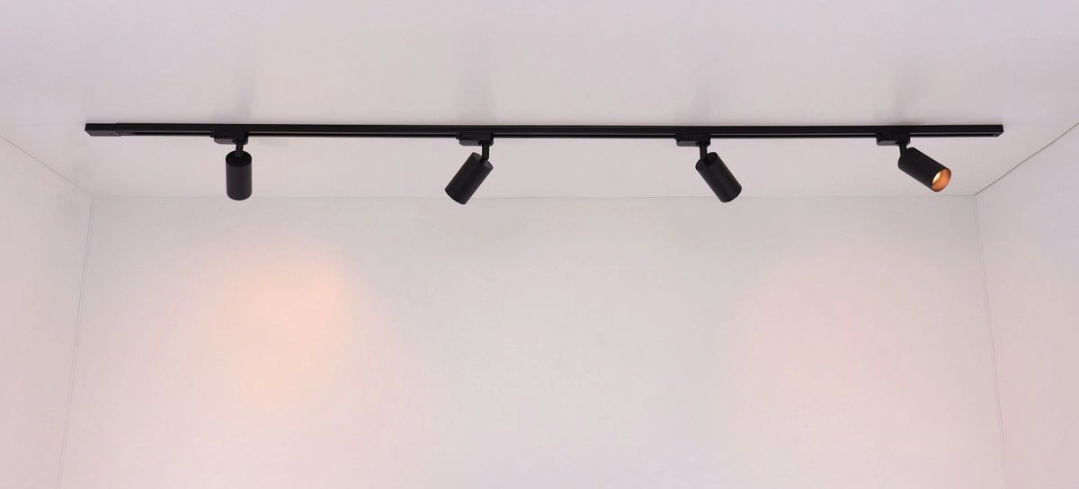 Railverlichting railsysteem Luxe - 4xGu10 - mat zwart - 2 meter 4 spots SW14493B