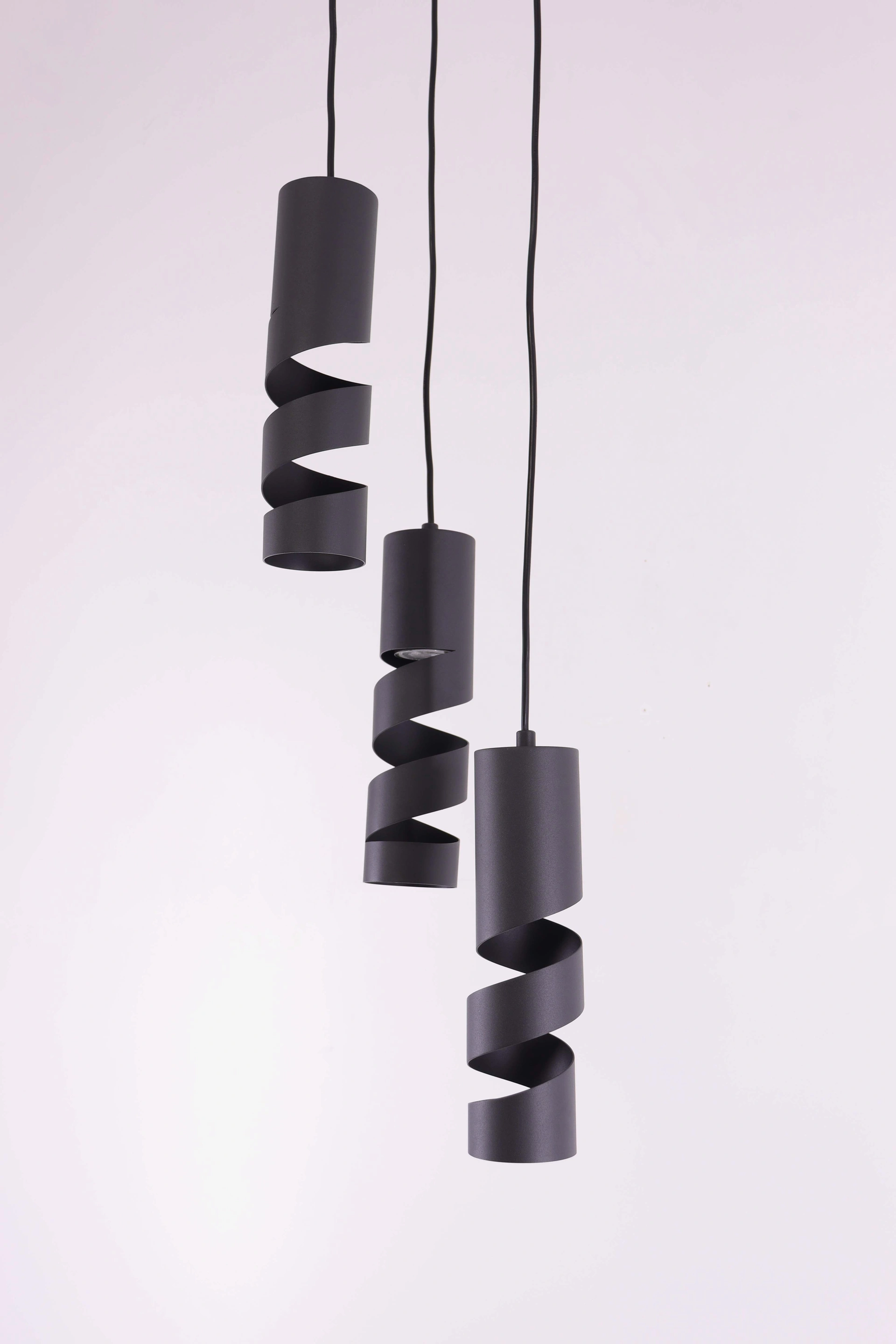 Hanglamp zwart - 3 lichts rond - kokers  46503