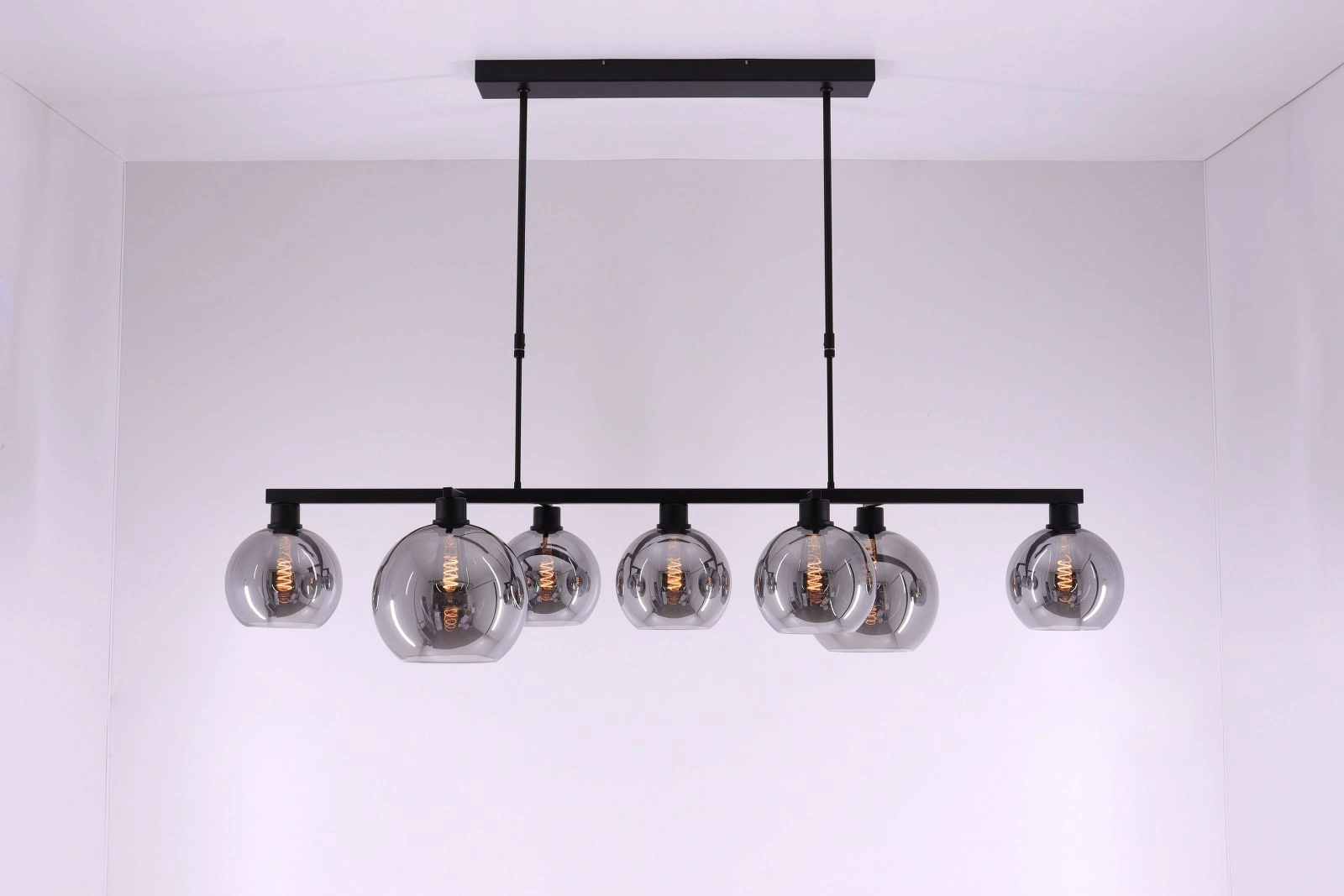 Hanglamp 7 lichts aan frame (#alleen af te halen#) - smoke rookglas - 140cm 50165