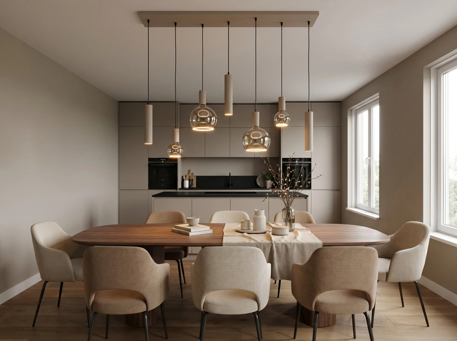 Hanglamp zand 7-lichts - Segula floating LED met kokers - Lengte 130cm  50268