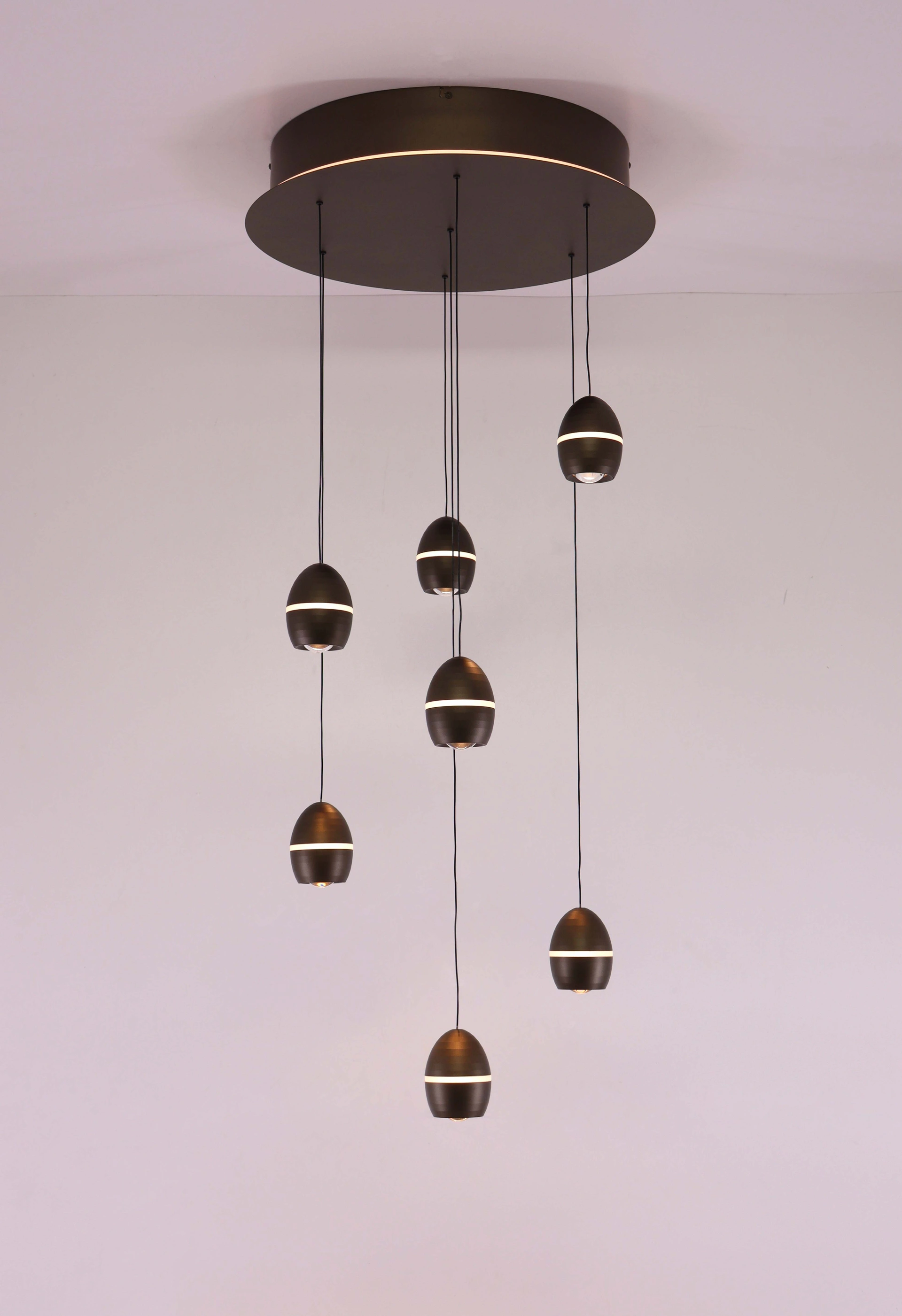 Cacao bruine LED videlamp 7-lichts – Easy Lift – Diameter 50 cm – Afstandsbediening
