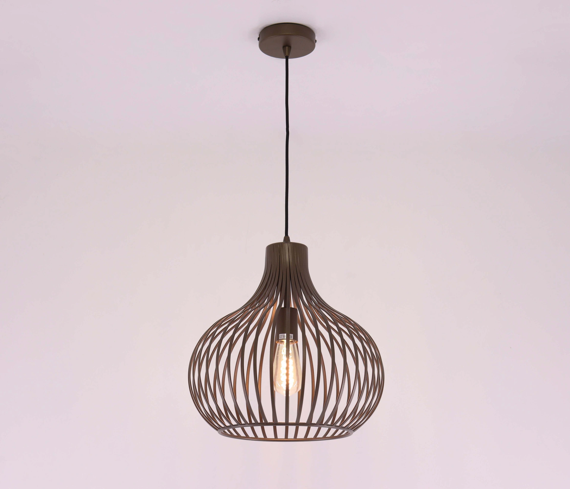 Hanglamp 1-lichts met open metalen design – brons/bruin Ø38 cm 46465