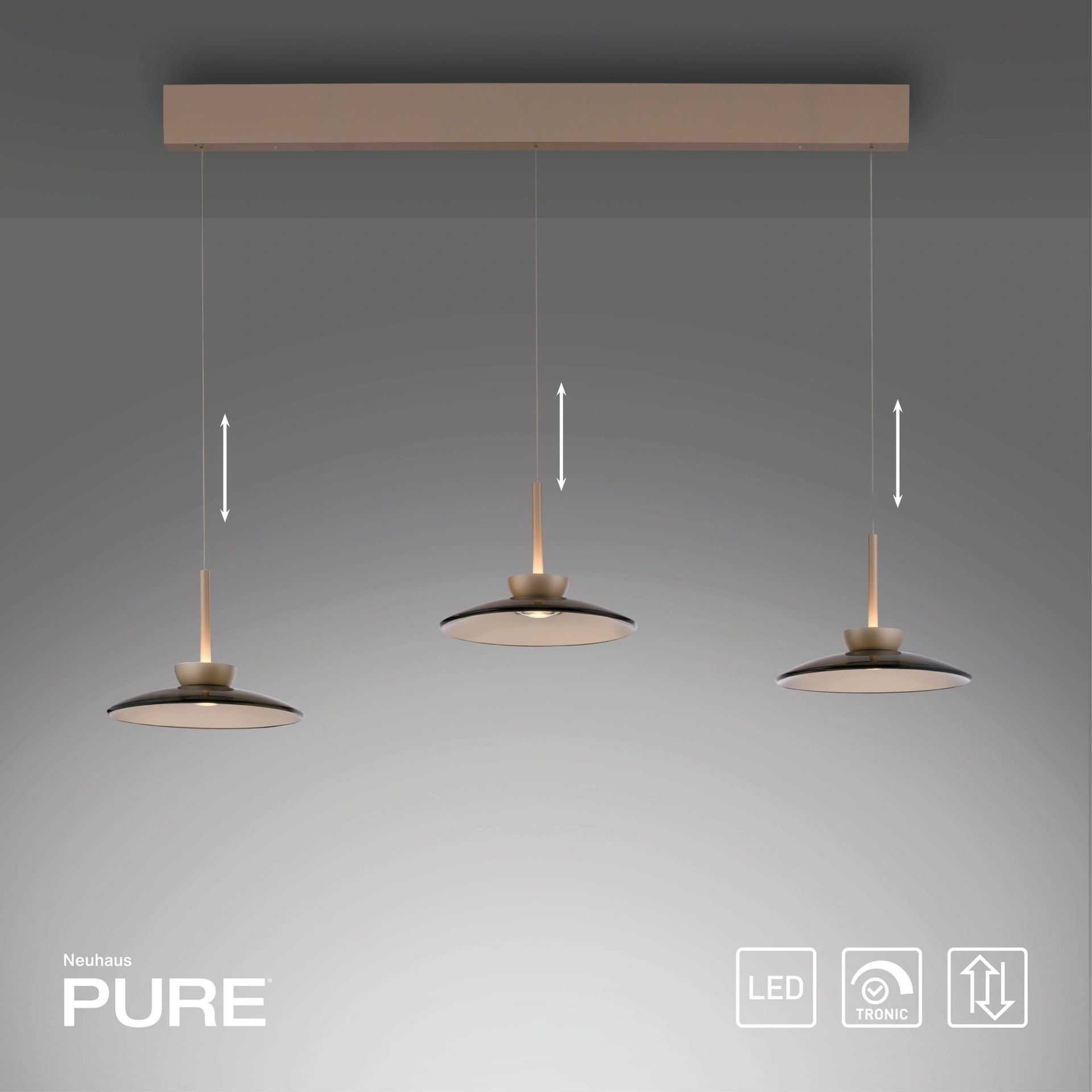 Hanglamp easy Lift L 80-200 cm Brons 3-lichts 45876