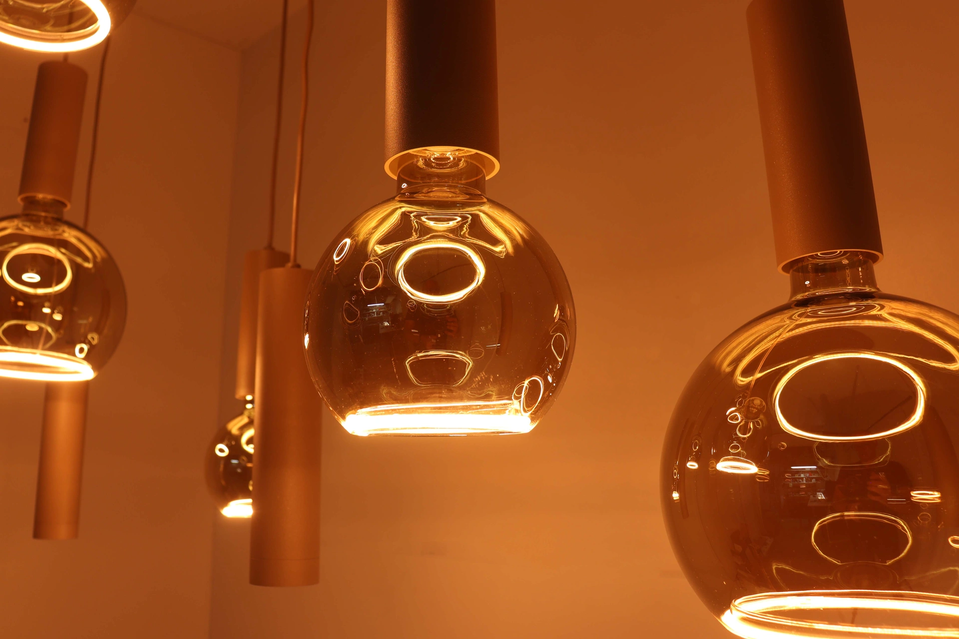 Hanglamp champagne zand 8-lichts 140 cm Segula Floating LED en GU10 spots 50276