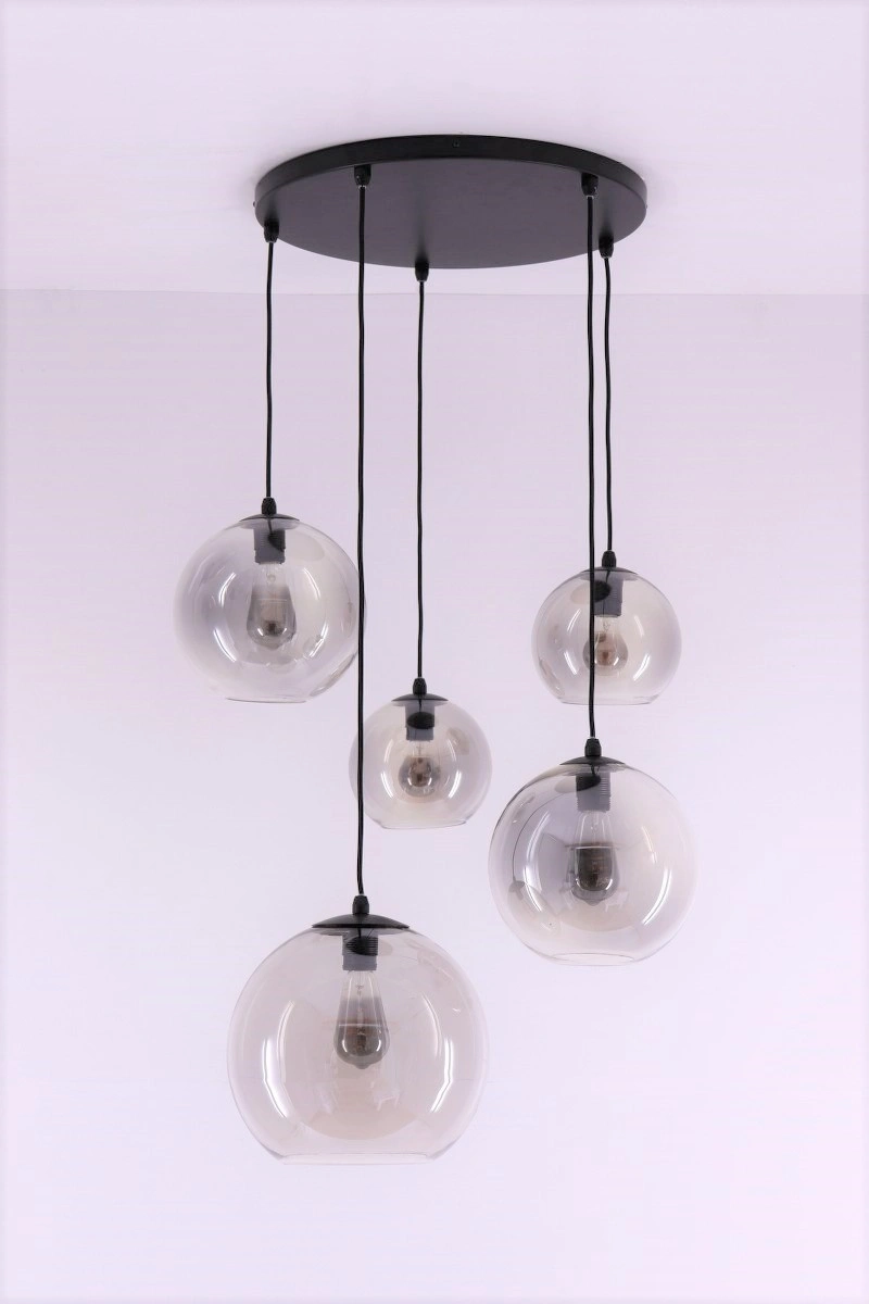 EEF Hanglamp Grey getint glas bollen - diameter 50cm met 5 hangers 61102HL