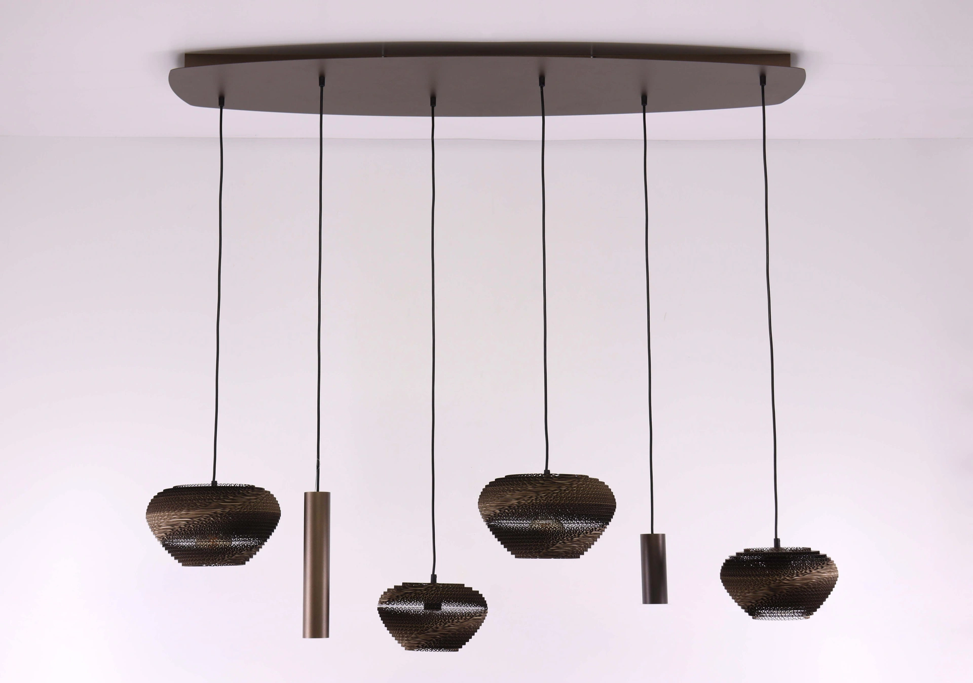 Hanglamp deens ovaal - Cacao think paper karton - 6 lichts 140cm  46546