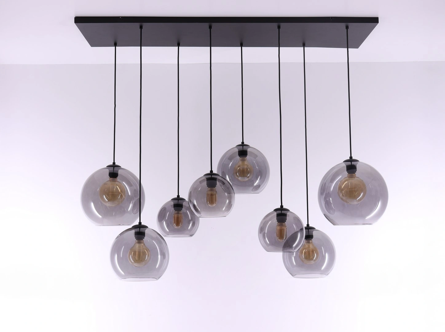Hanglamp 8lichts - 8 Grey getint glazen - 135cm  50203