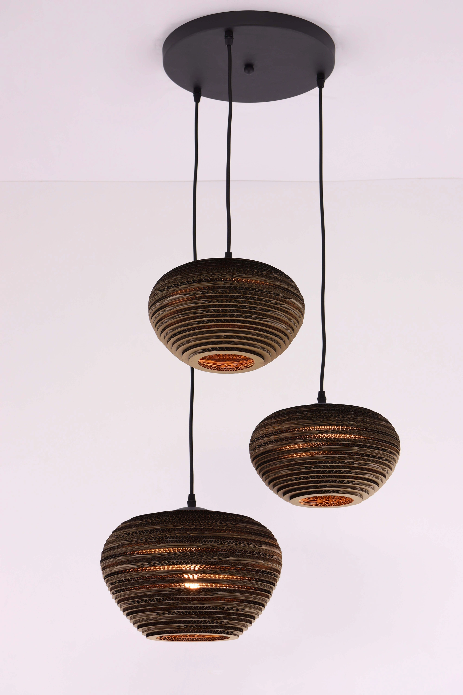Kartonnen lamp 3 lichts, handgemaakte hanglamp 50266