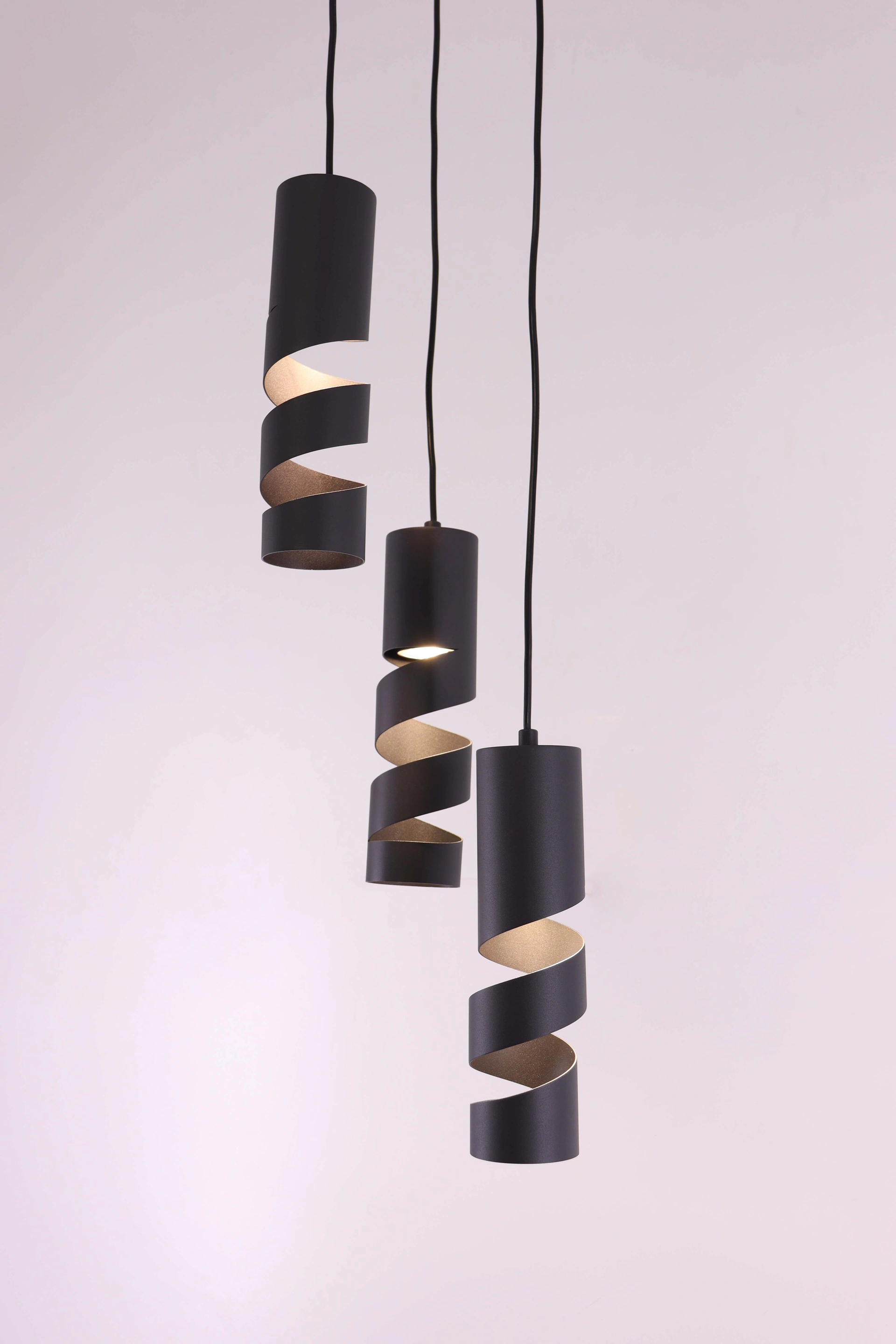 Hanglamp zwart - 3 lichts rond - kokers  46503