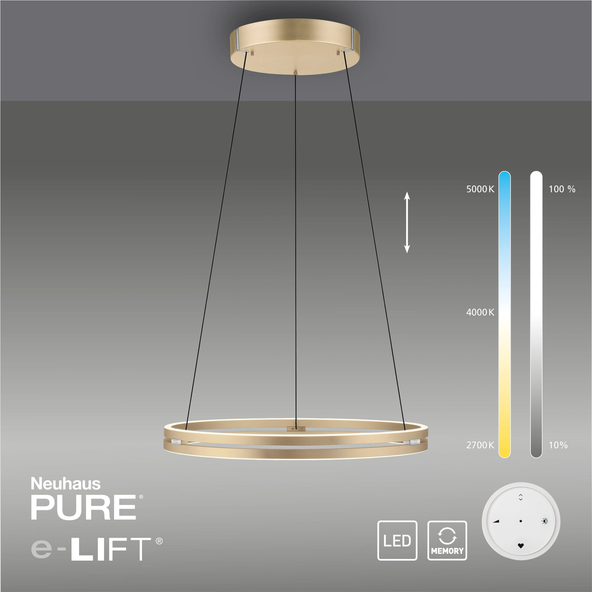 Hanglamp E-Loop easy Lift Messing Pure Ø 70 cm 45475