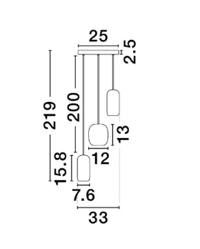 Hanglamp 3-lichts GU10 met organische metalen kappen  SW10530