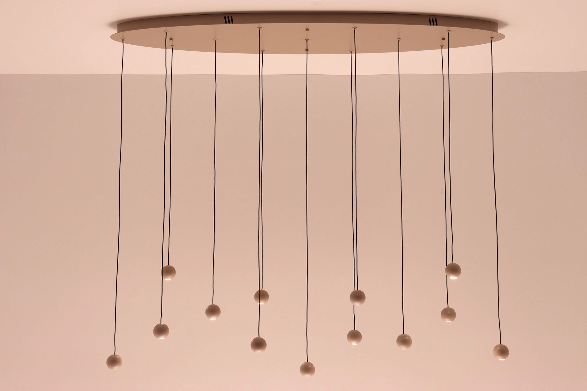 Hanglamp 13 Lichts LED Beige Ovaal lengte 130cm 46780