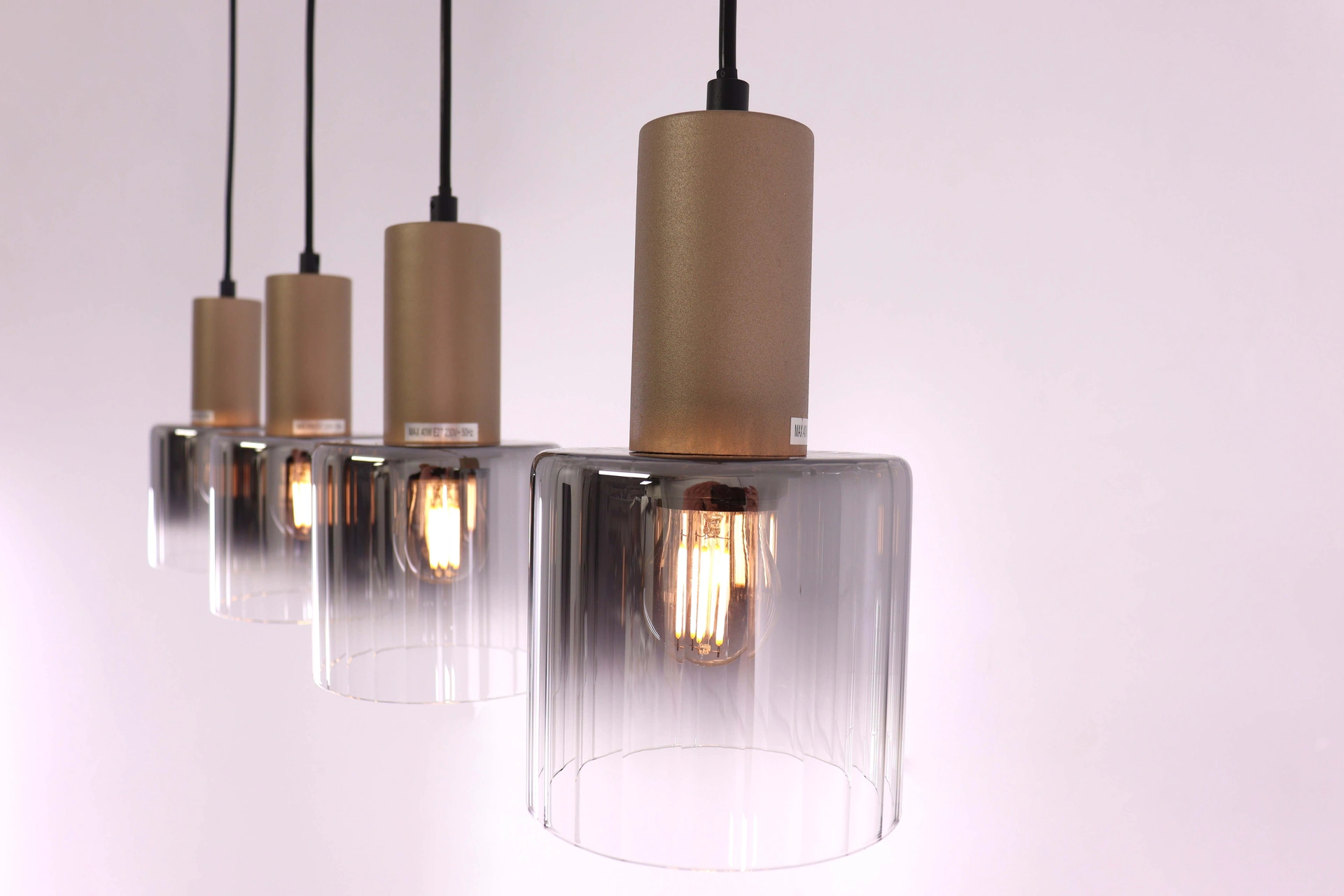 Hanglamp cacao met smoke glas - 4 lichts 80cm 46506