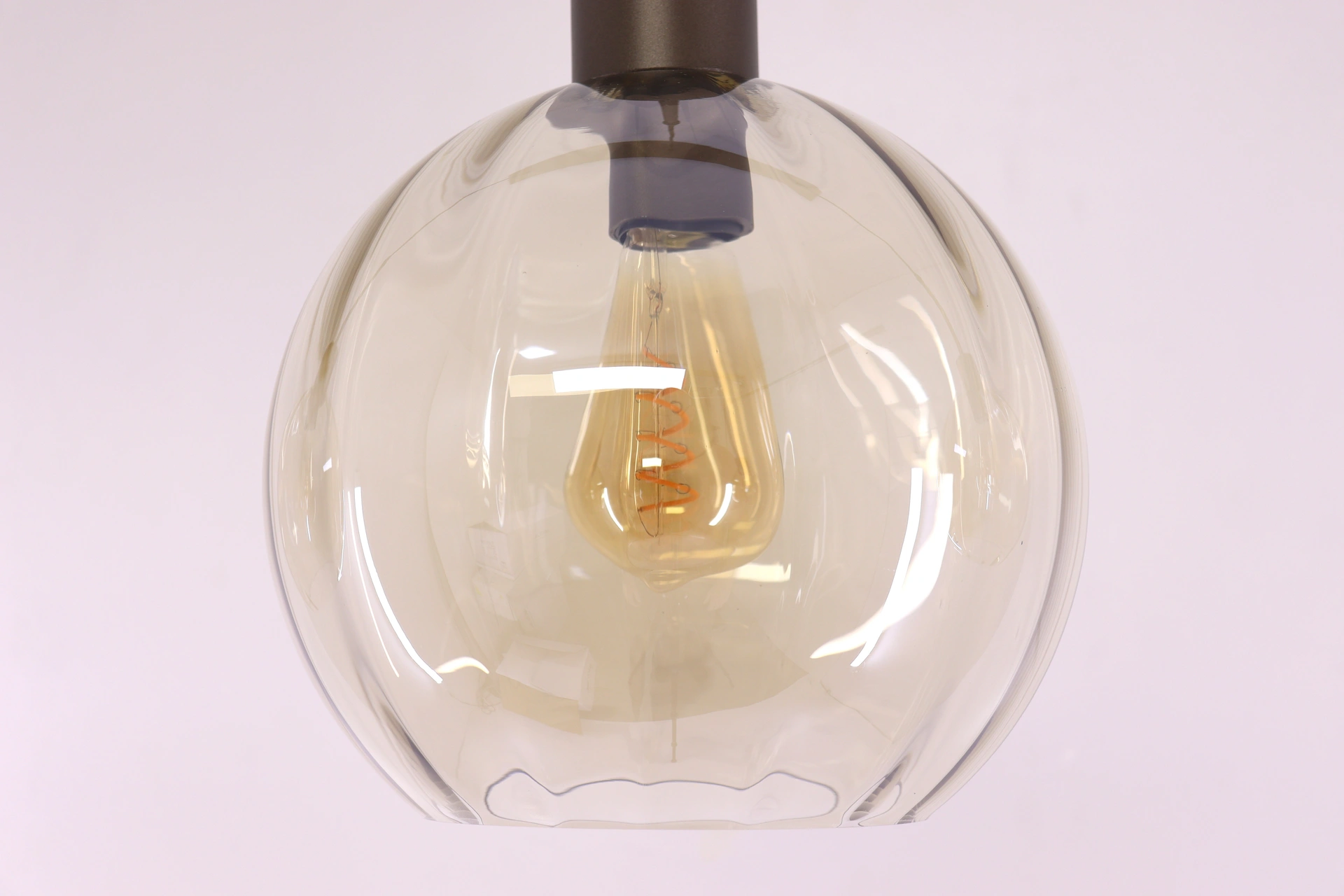 Glazen hanglamp amber bollen cacao 3 lichts 100 cm 61213