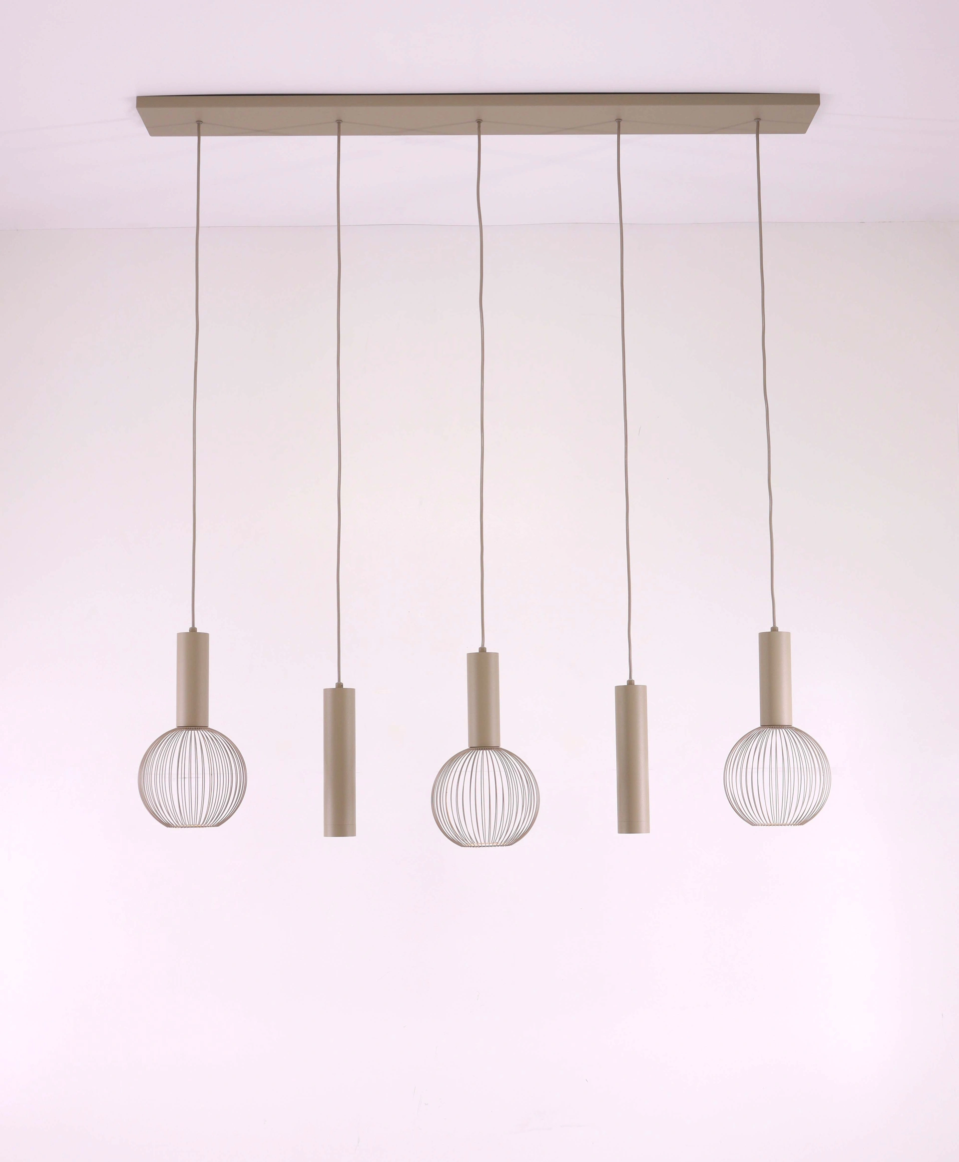 Hanglamp 5-lichts zandkleur – incl. Segula Filo Ø18 cm – 118 cm 50305