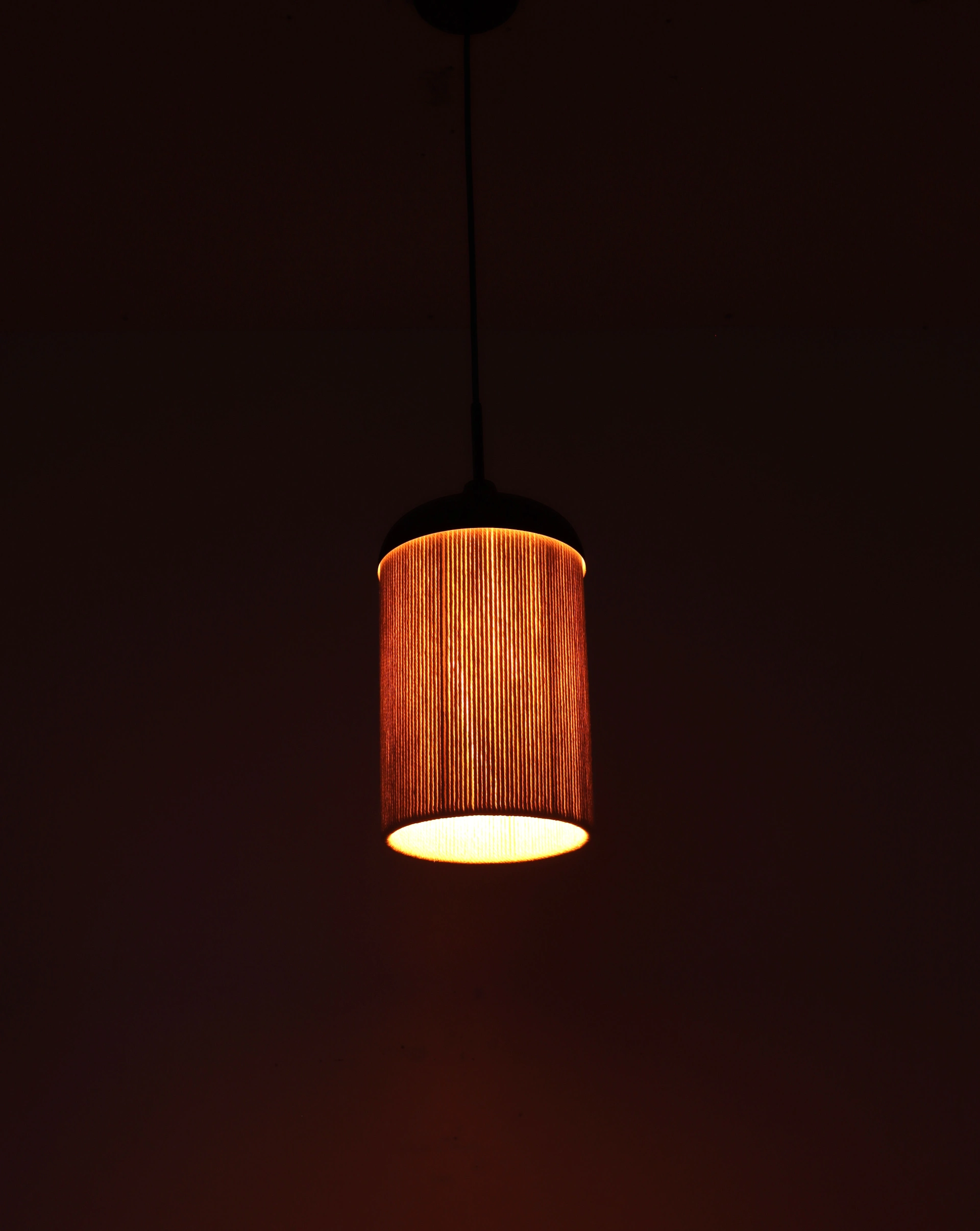 Hanglamp 1 lichts- Donkerhout look creme touwkap - Diameter 16cm  46805