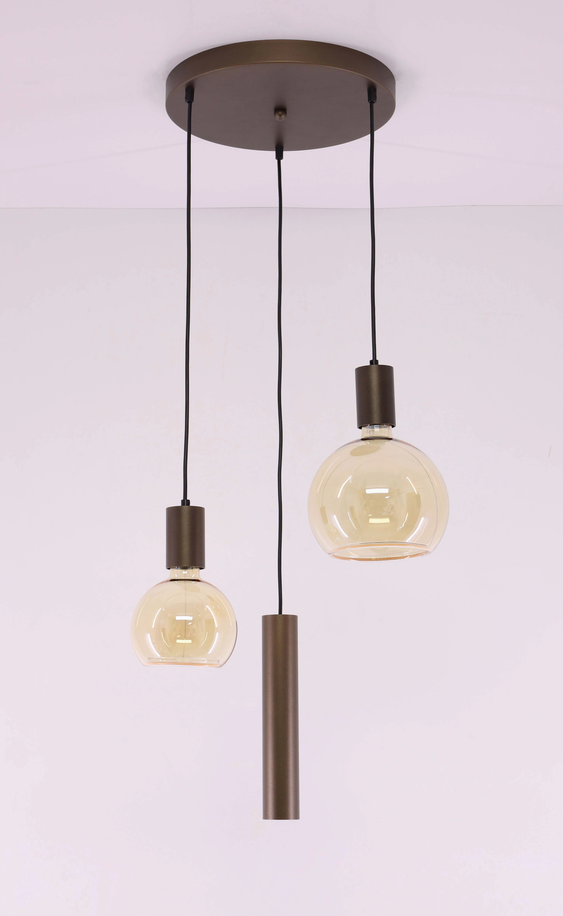 Hanglamp cacao rond - Segula lichtbronnen 3 lichts - Diameter 35cm 50283